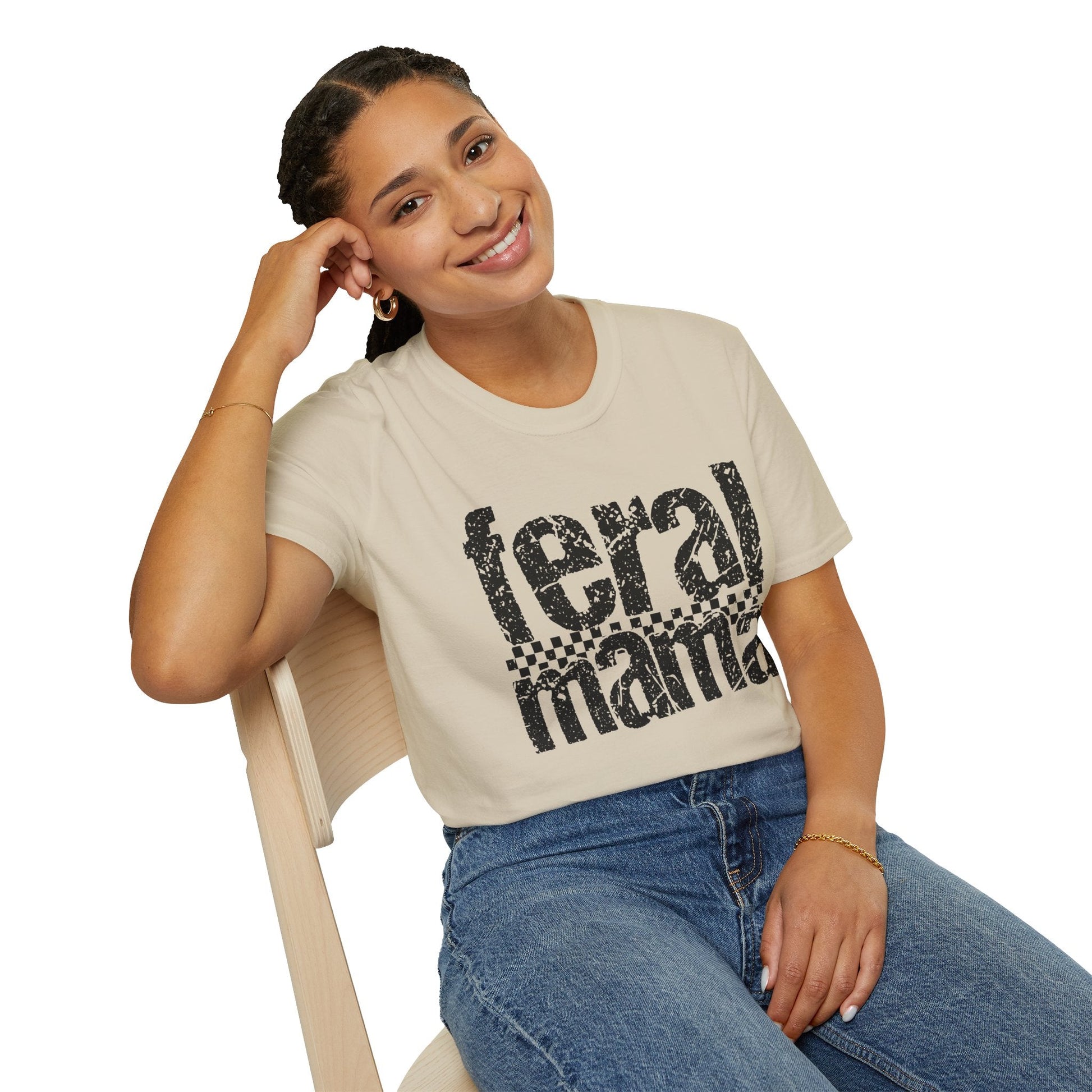 Feral Mama Unisex Softstyle T-Shirt, Funny Gift for Moms, Casual Wear, Graphic Tee, Mother's Day Present, Everyday Comfort - Shirt Happens Graphics