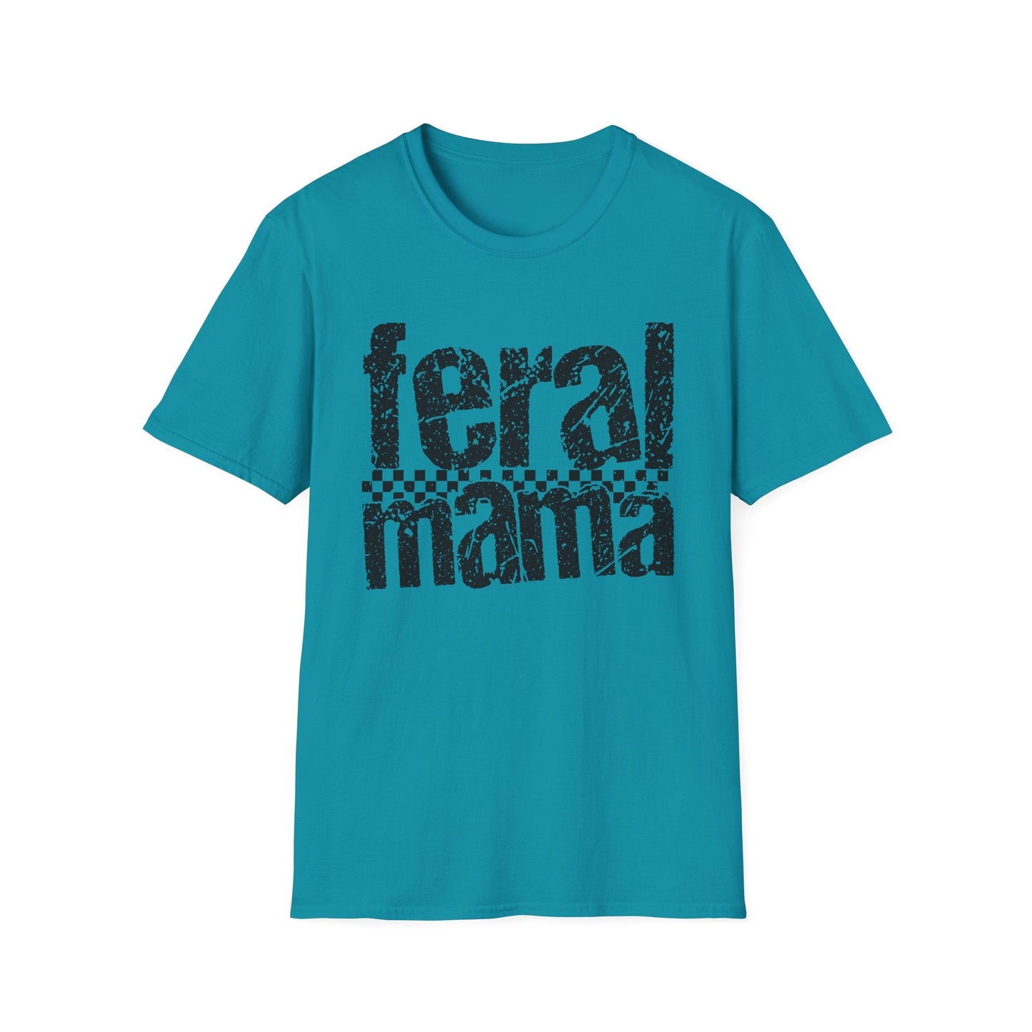 Feral Mama Unisex Softstyle T-Shirt, Funny Gift for Moms, Casual Wear, Graphic Tee, Mother's Day Present, Everyday Comfort - Shirt Happens Graphics