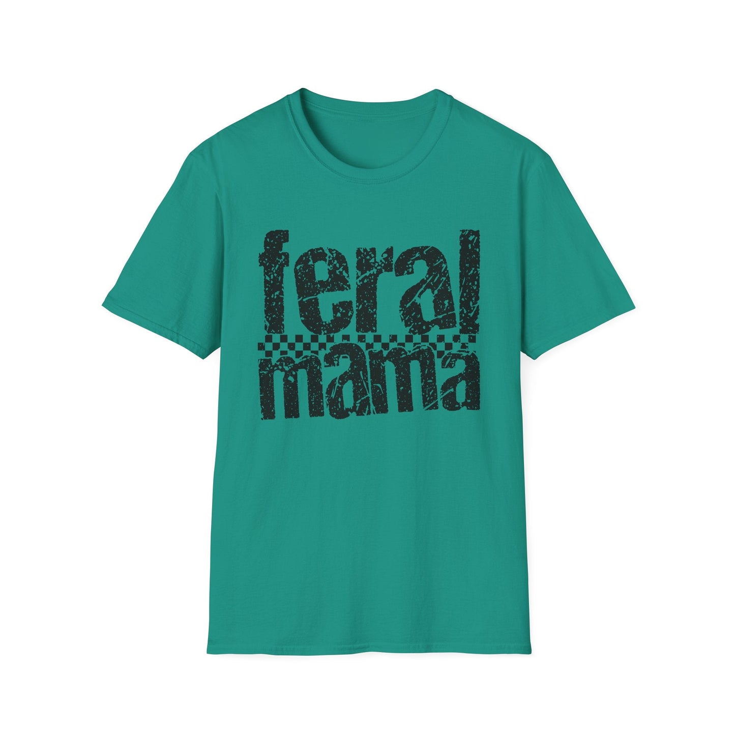 Feral Mama Unisex Softstyle T-Shirt, Funny Gift for Moms, Casual Wear, Graphic Tee, Mother's Day Present, Everyday Comfort - Shirt Happens Graphics