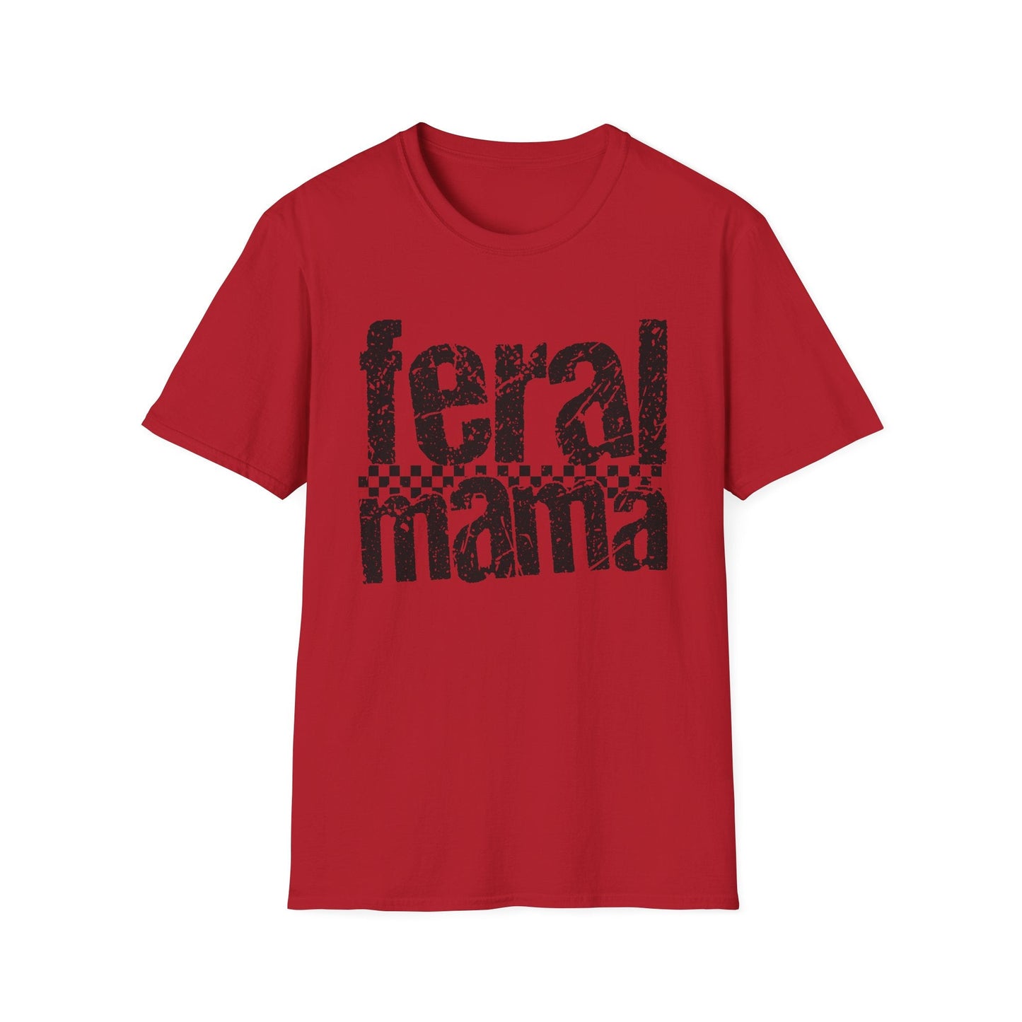 Feral Mama Unisex Softstyle T-Shirt, Funny Gift for Moms, Casual Wear, Graphic Tee, Mother's Day Present, Everyday Comfort - Shirt Happens Graphics