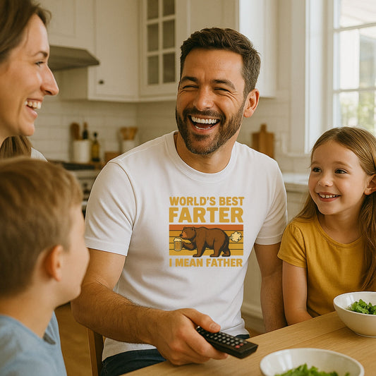 Funny Fathers Day T-Shirt, World's Best Farter Shirt, Dad Humor Tee, Unisex Gift for Dad, Comfy Father's Day Apparel - Shirt Happens Graphics