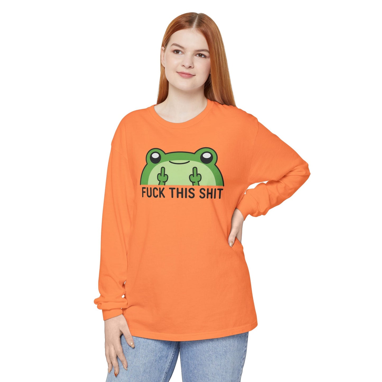Funny Frog Graphic Long Sleeve T-Shirt, Humor Gift Shirt, Casual Everyday Wear, Unisex Tee, Birthday Gift, Sarcastic Apparel - Shirt Happens Graphics