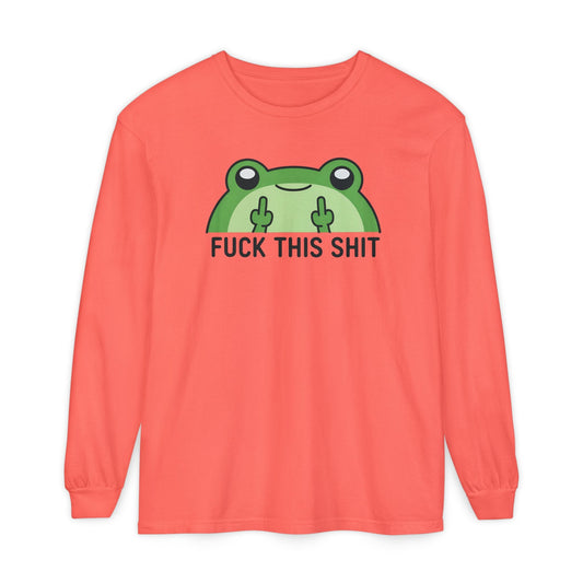 Funny Frog Graphic Long Sleeve T-Shirt, Humor Gift Shirt, Casual Everyday Wear, Unisex Tee, Birthday Gift, Sarcastic Apparel - Shirt Happens Graphics
