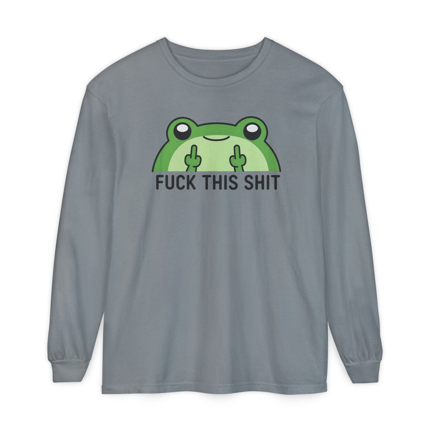 Funny Frog Graphic Long Sleeve T-Shirt, Humor Gift Shirt, Casual Everyday Wear, Unisex Tee, Birthday Gift, Sarcastic Apparel - Shirt Happens Graphics