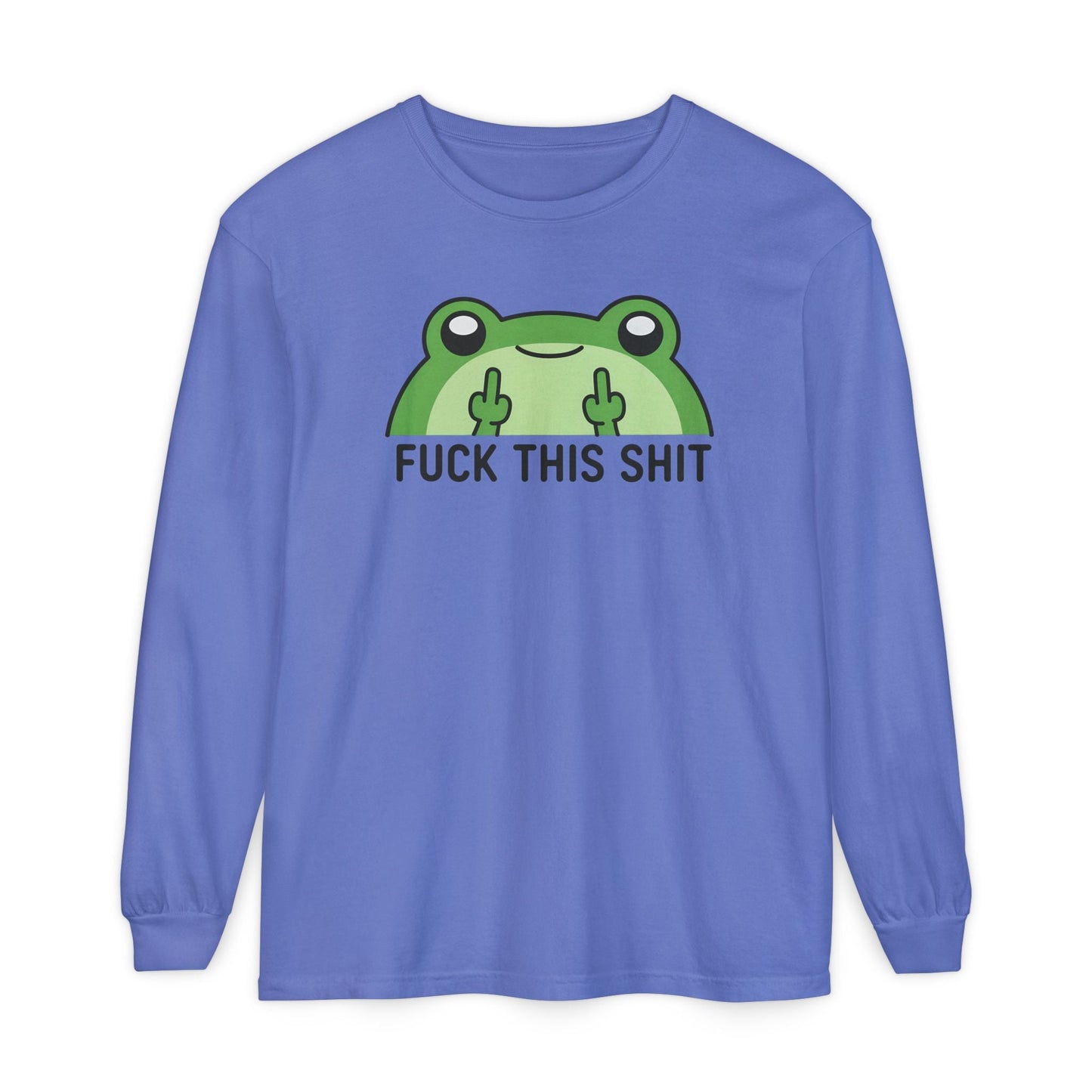 Funny Frog Graphic Long Sleeve T-Shirt, Humor Gift Shirt, Casual Everyday Wear, Unisex Tee, Birthday Gift, Sarcastic Apparel - Shirt Happens Graphics