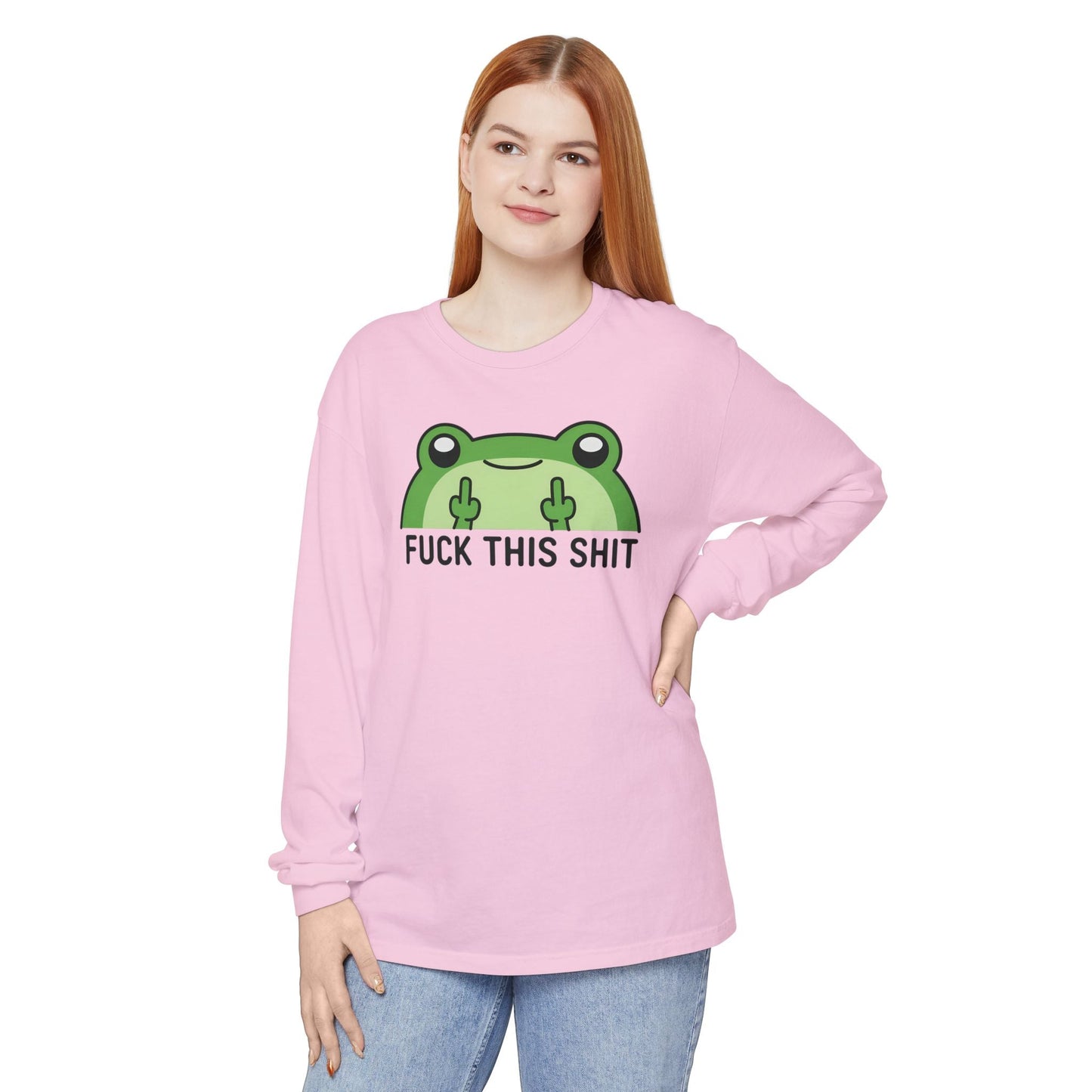 Funny Frog Graphic Long Sleeve T-Shirt, Humor Gift Shirt, Casual Everyday Wear, Unisex Tee, Birthday Gift, Sarcastic Apparel - Shirt Happens Graphics
