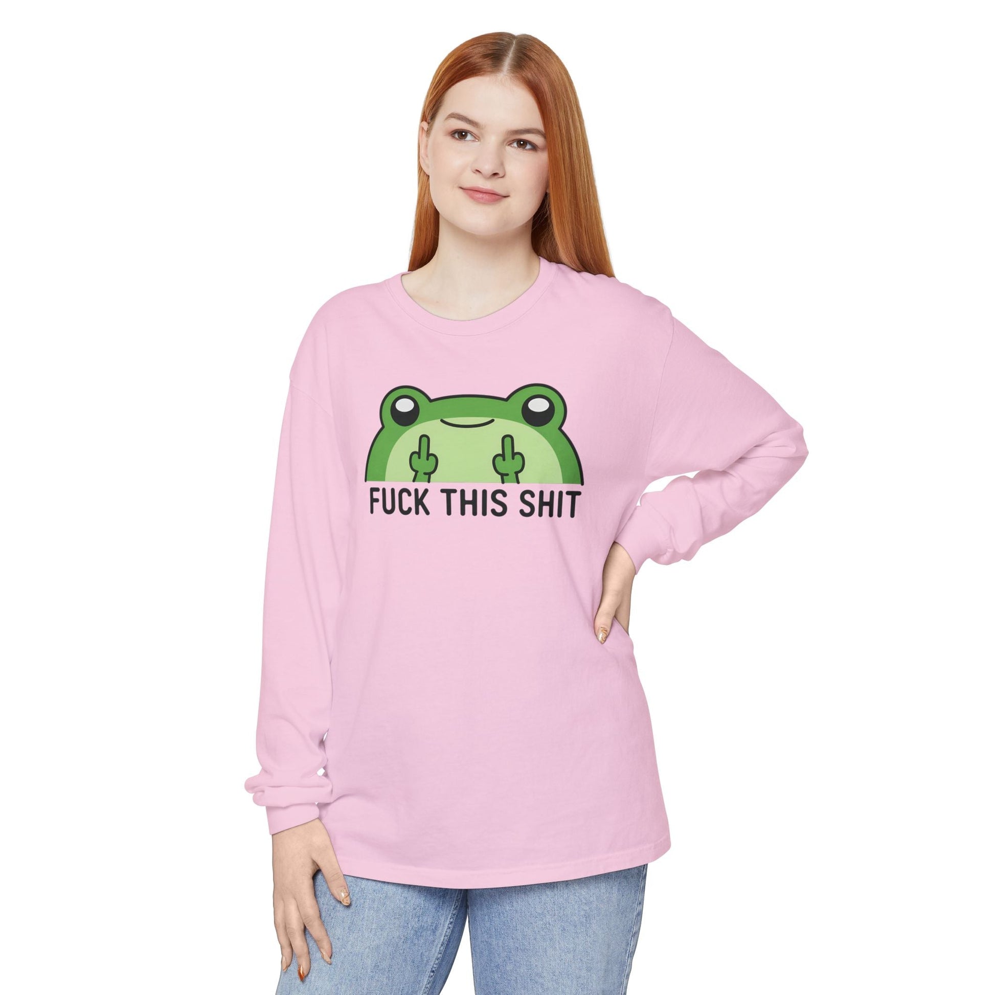 Funny Frog Graphic Long Sleeve T-Shirt, Humor Gift Shirt, Casual Everyday Wear, Unisex Tee, Birthday Gift, Sarcastic Apparel - Shirt Happens Graphics