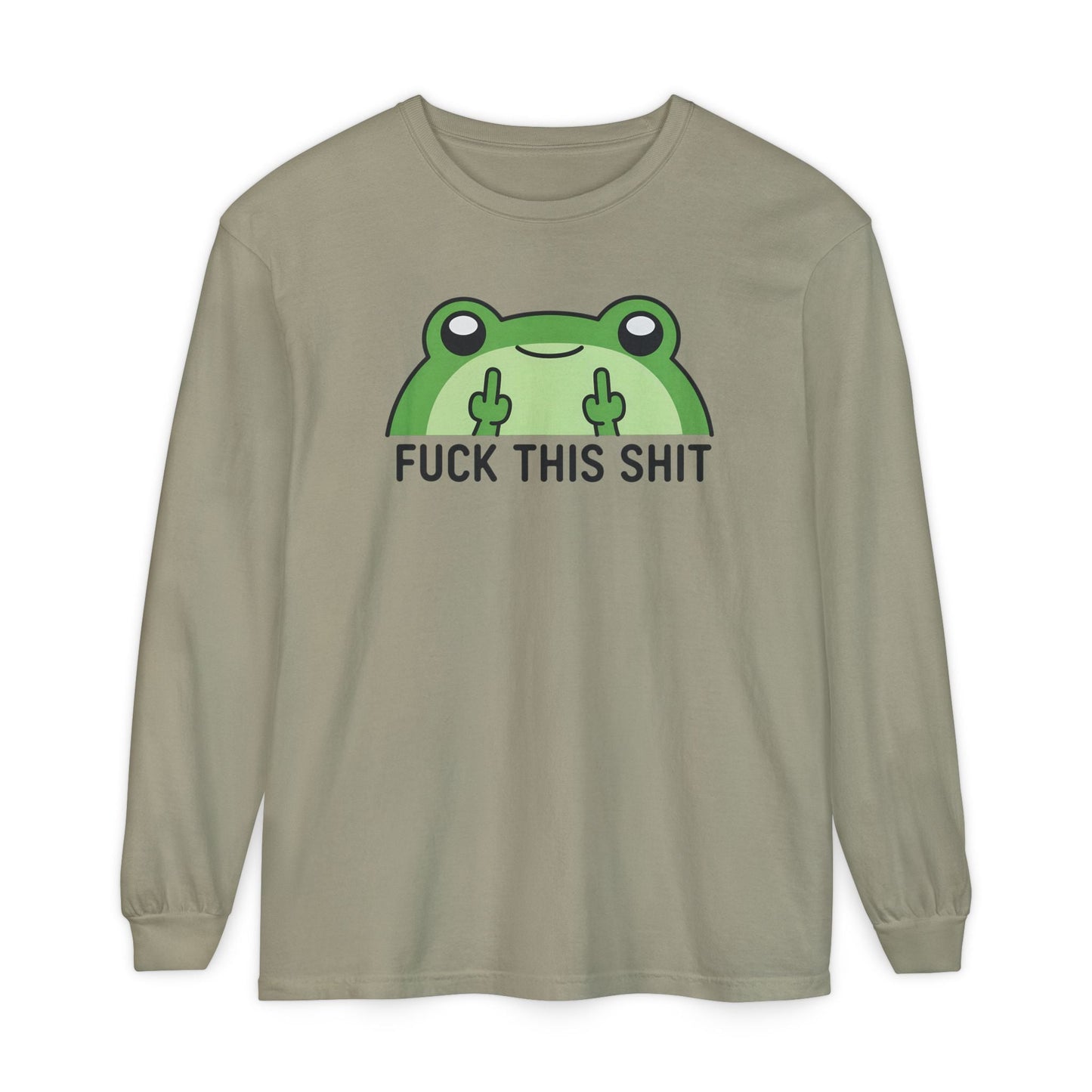 Funny Frog Graphic Long Sleeve T-Shirt, Humor Gift Shirt, Casual Everyday Wear, Unisex Tee, Birthday Gift, Sarcastic Apparel - Shirt Happens Graphics