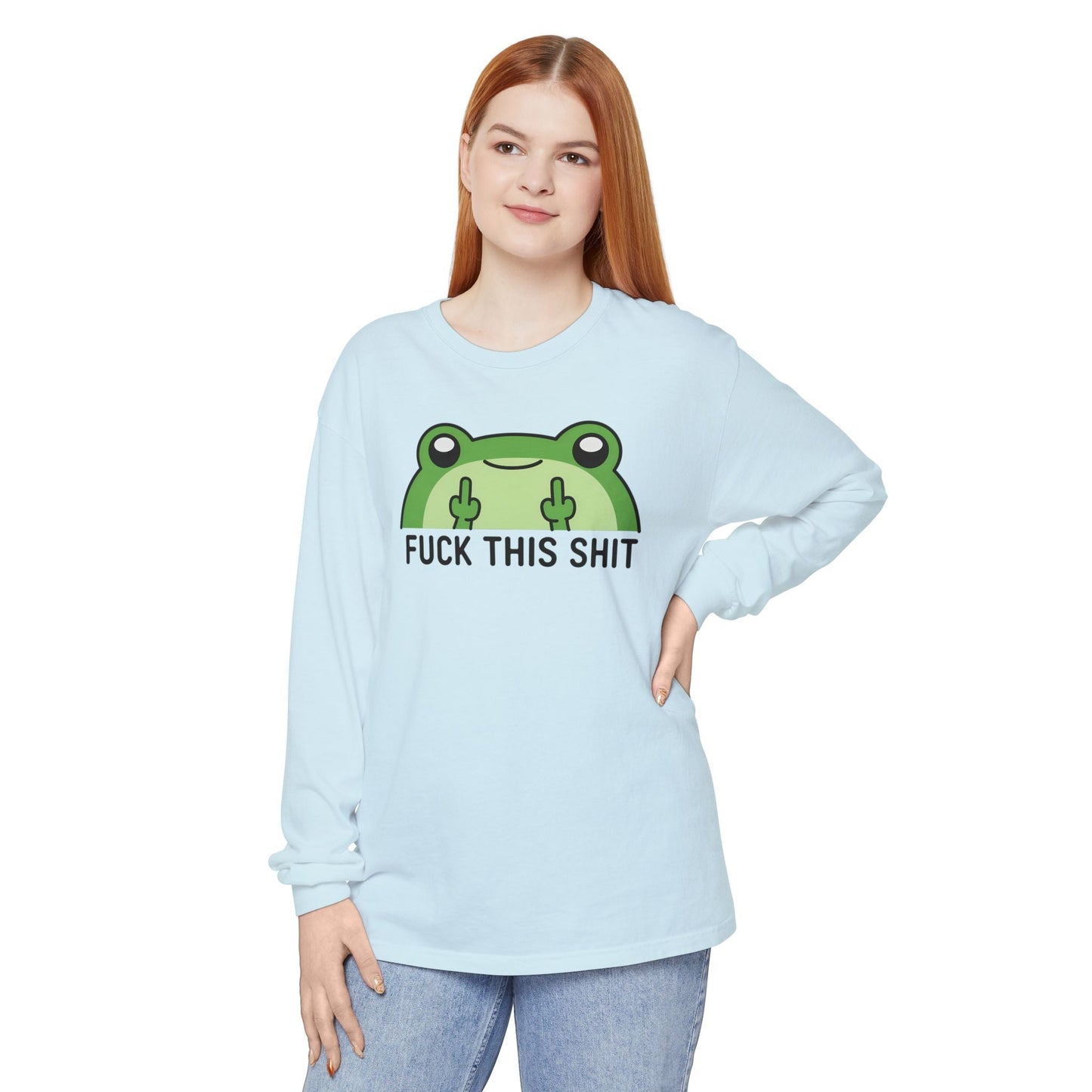 Funny Frog Graphic Long Sleeve T-Shirt, Humor Gift Shirt, Casual Everyday Wear, Unisex Tee, Birthday Gift, Sarcastic Apparel - Shirt Happens Graphics