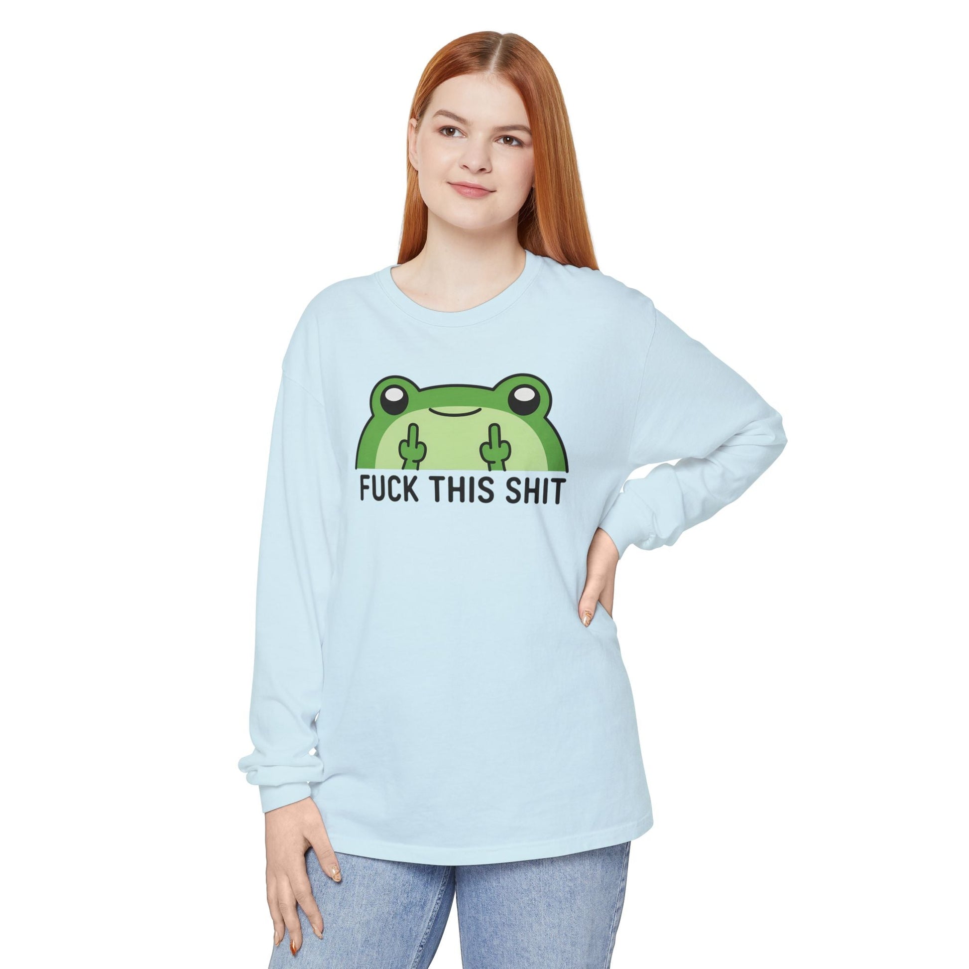 Funny Frog Graphic Long Sleeve T-Shirt, Humor Gift Shirt, Casual Everyday Wear, Unisex Tee, Birthday Gift, Sarcastic Apparel - Shirt Happens Graphics