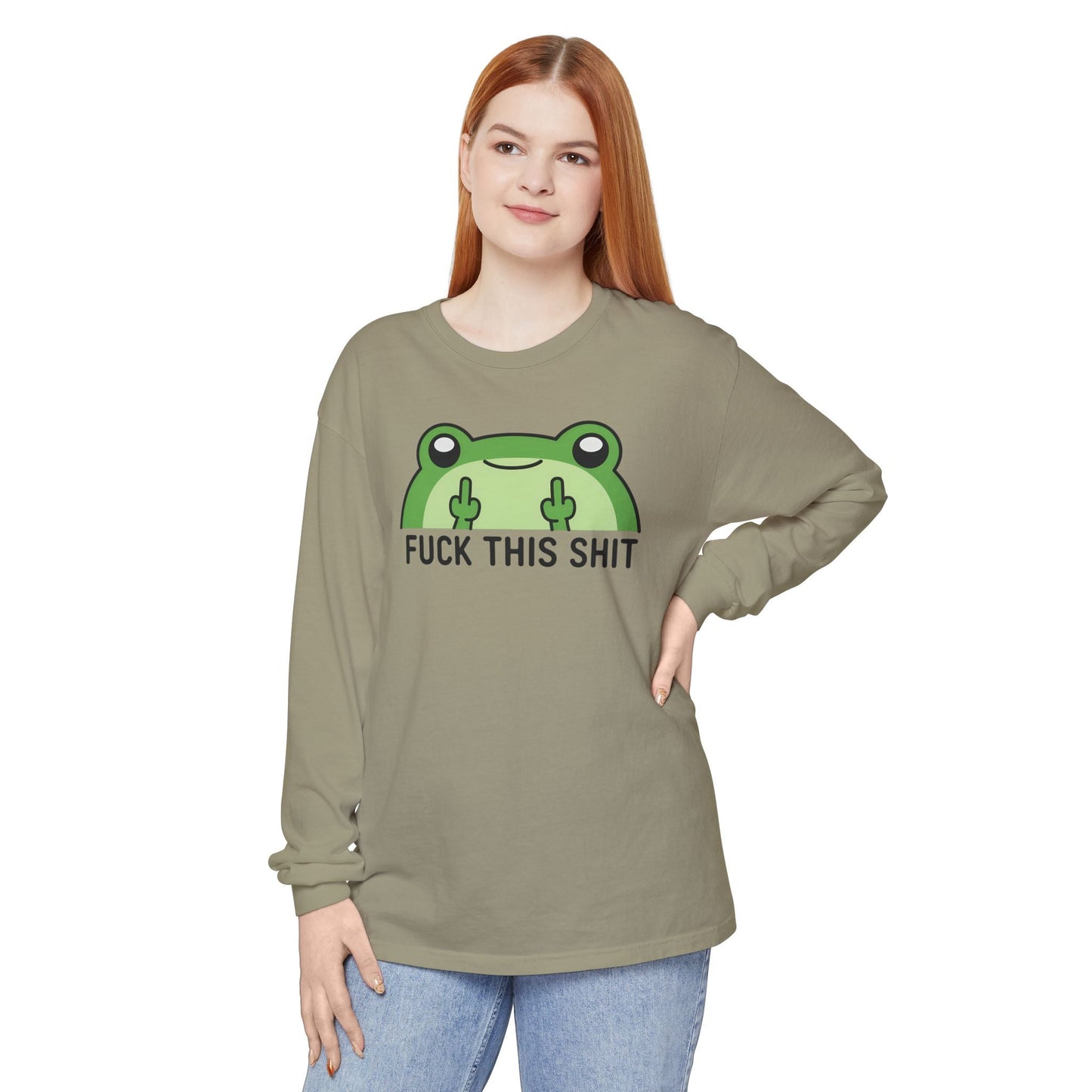 Funny Frog Graphic Long Sleeve T-Shirt, Humor Gift Shirt, Casual Everyday Wear, Unisex Tee, Birthday Gift, Sarcastic Apparel - Shirt Happens Graphics