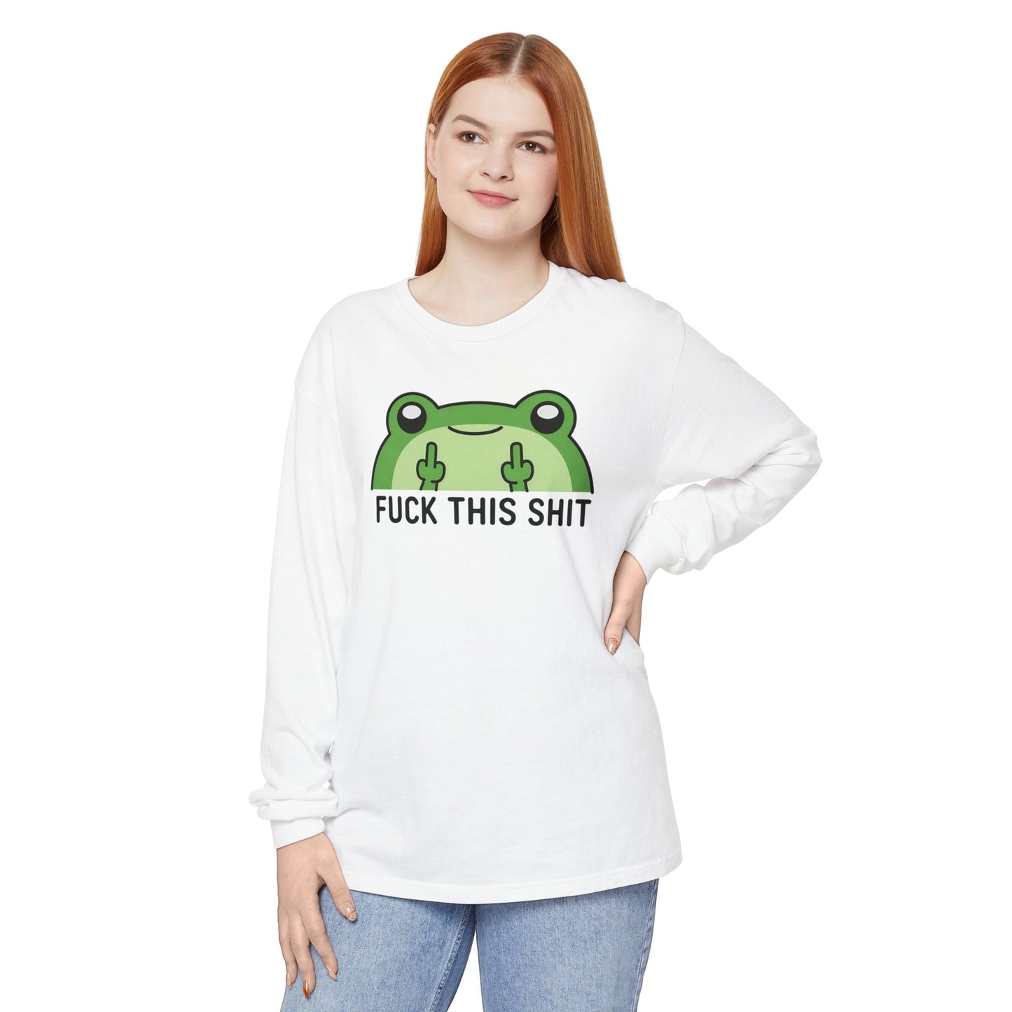 Funny Frog Graphic Long Sleeve T-Shirt, Humor Gift Shirt, Casual Everyday Wear, Unisex Tee, Birthday Gift, Sarcastic Apparel - Shirt Happens Graphics