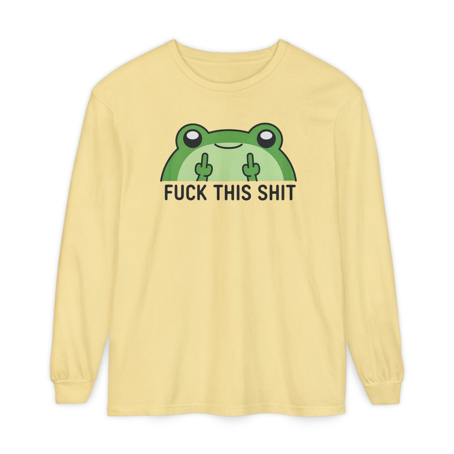 Funny Frog Graphic Long Sleeve T-Shirt, Humor Gift Shirt, Casual Everyday Wear, Unisex Tee, Birthday Gift, Sarcastic Apparel - Shirt Happens Graphics