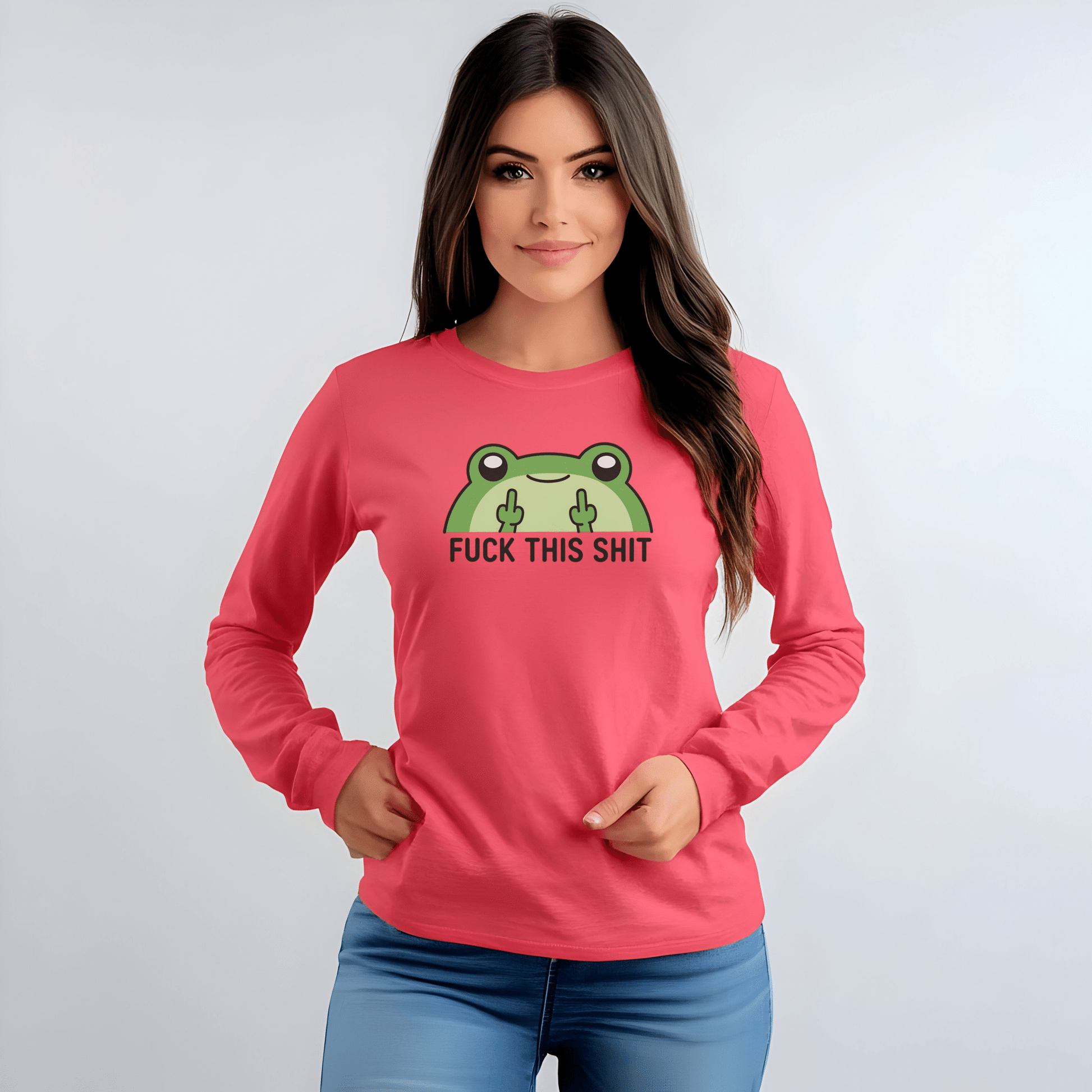 Funny Frog Graphic Long Sleeve T-Shirt, Humor Gift Shirt, Casual Everyday Wear, Unisex Tee, Birthday Gift, Sarcastic Apparel - Shirt Happens Graphics