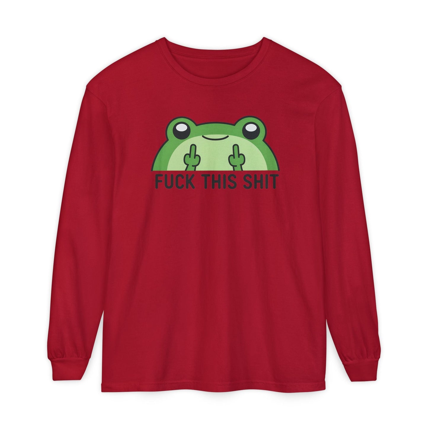 Funny Frog Graphic Long Sleeve T-Shirt, Humor Gift Shirt, Casual Everyday Wear, Unisex Tee, Birthday Gift, Sarcastic Apparel - Shirt Happens Graphics