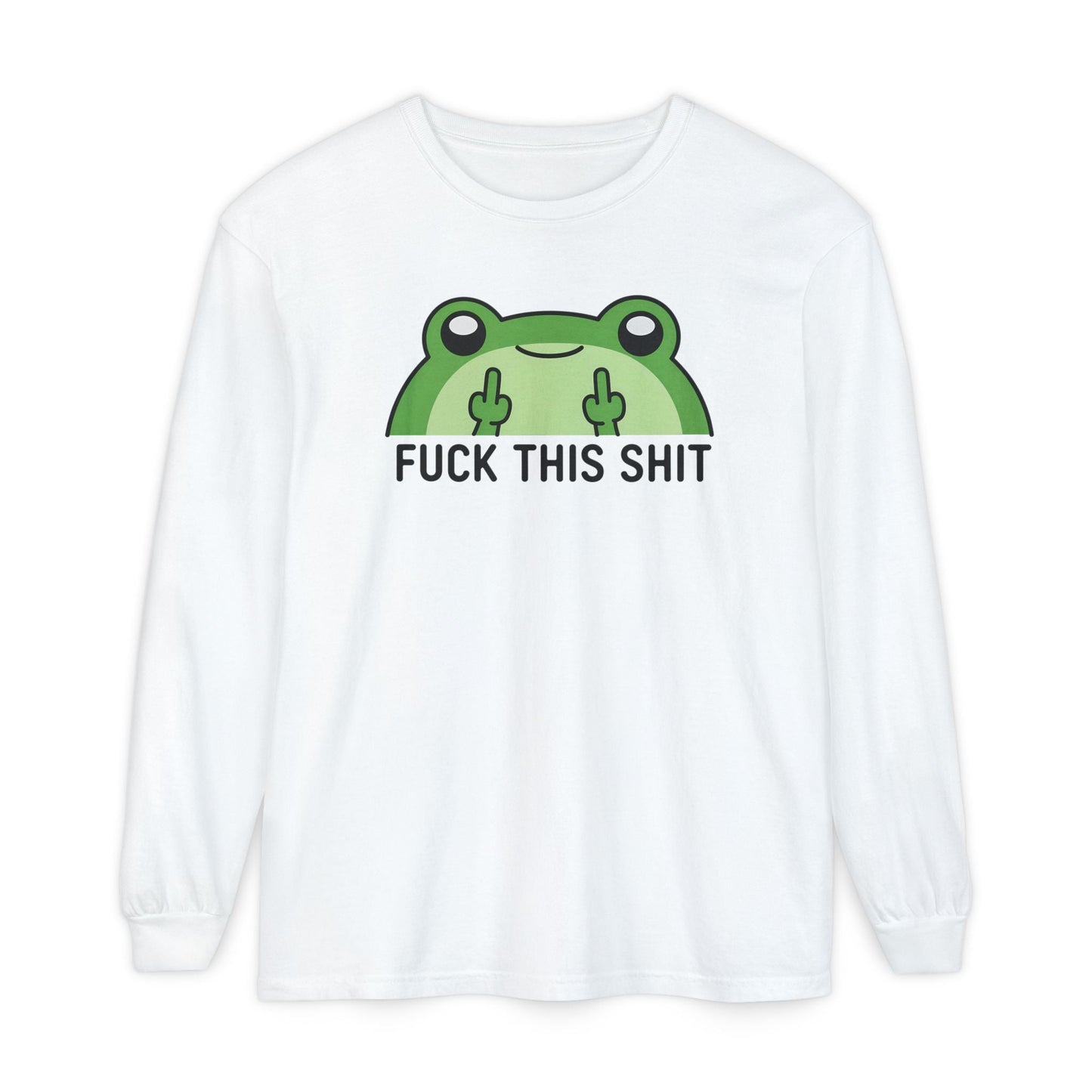 Funny Frog Graphic Long Sleeve T-Shirt, Humor Gift Shirt, Casual Everyday Wear, Unisex Tee, Birthday Gift, Sarcastic Apparel - Shirt Happens Graphics