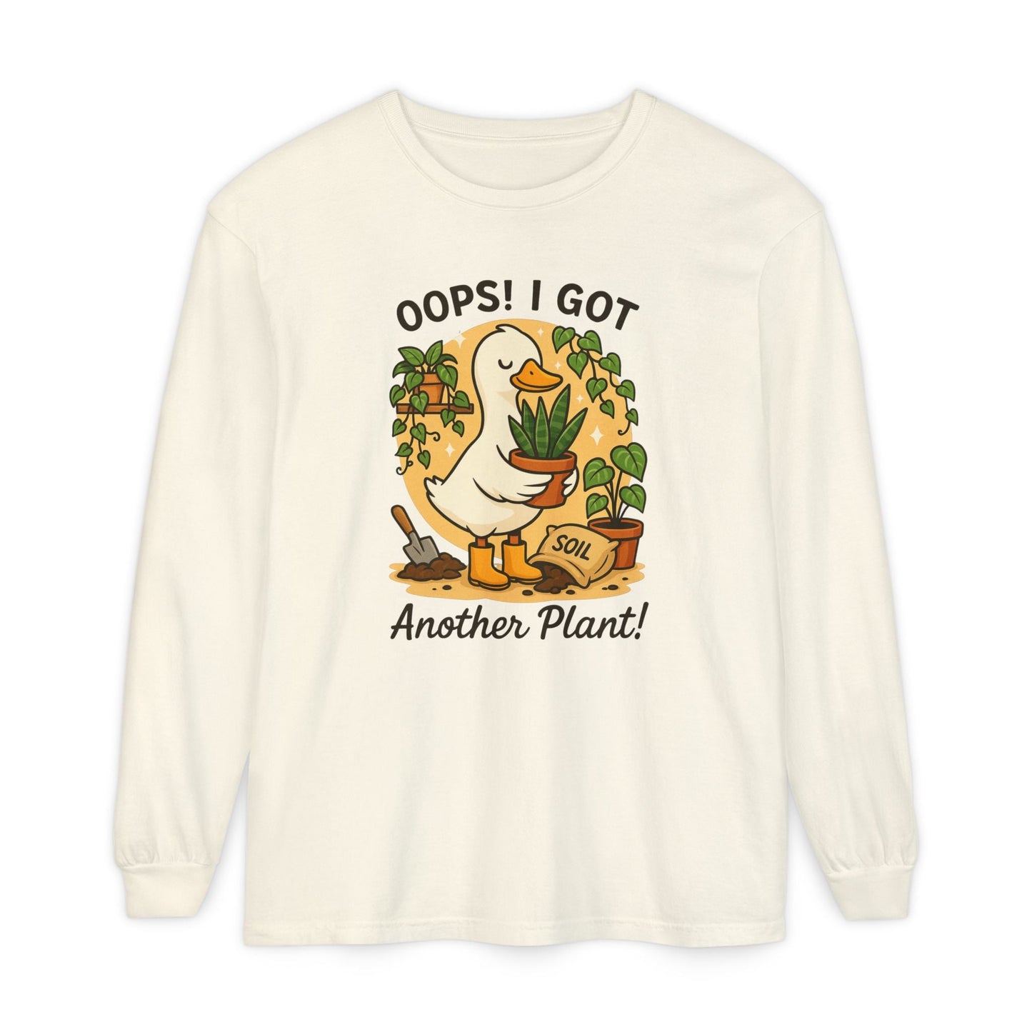 Gardening Humor Long Sleeve Tee, Oops I Got Another Plant Shirt, Funny Plant Lover Gift, Unisex Plant Enthusiast Top, Quirky Gardening [...] - Shirt Happens Graphics