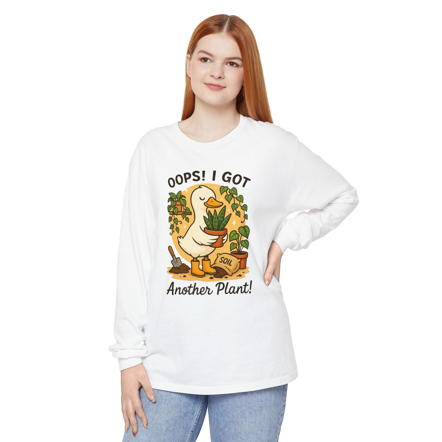 Gardening Humor Long Sleeve Tee, Oops I Got Another Plant Shirt, Funny Plant Lover Gift, Unisex Plant Enthusiast Top, Quirky Gardening [...] - Shirt Happens Graphics