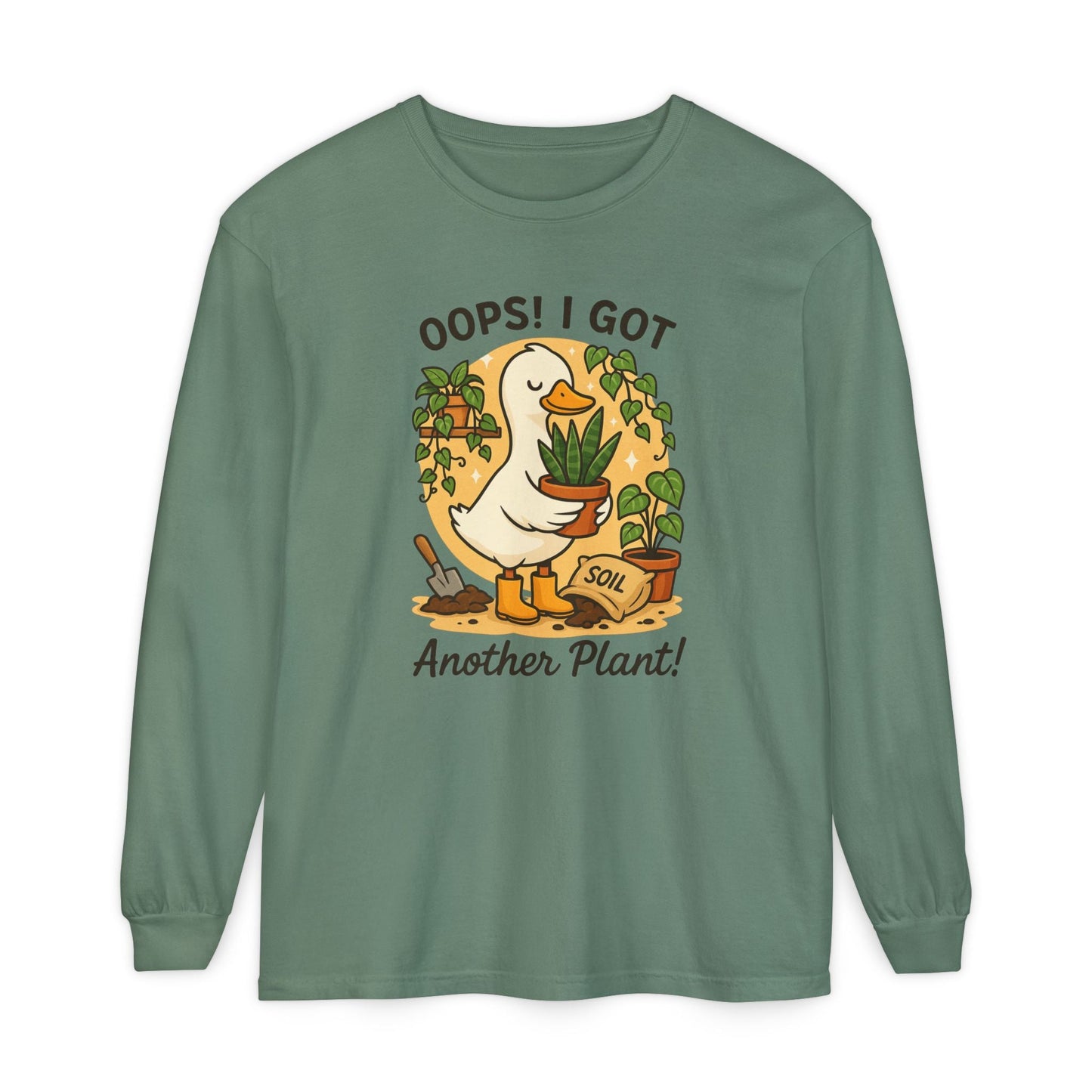Gardening Humor Long Sleeve Tee, Oops I Got Another Plant Shirt, Funny Plant Lover Gift, Unisex Plant Enthusiast Top, Quirky Gardening [...] - Shirt Happens Graphics