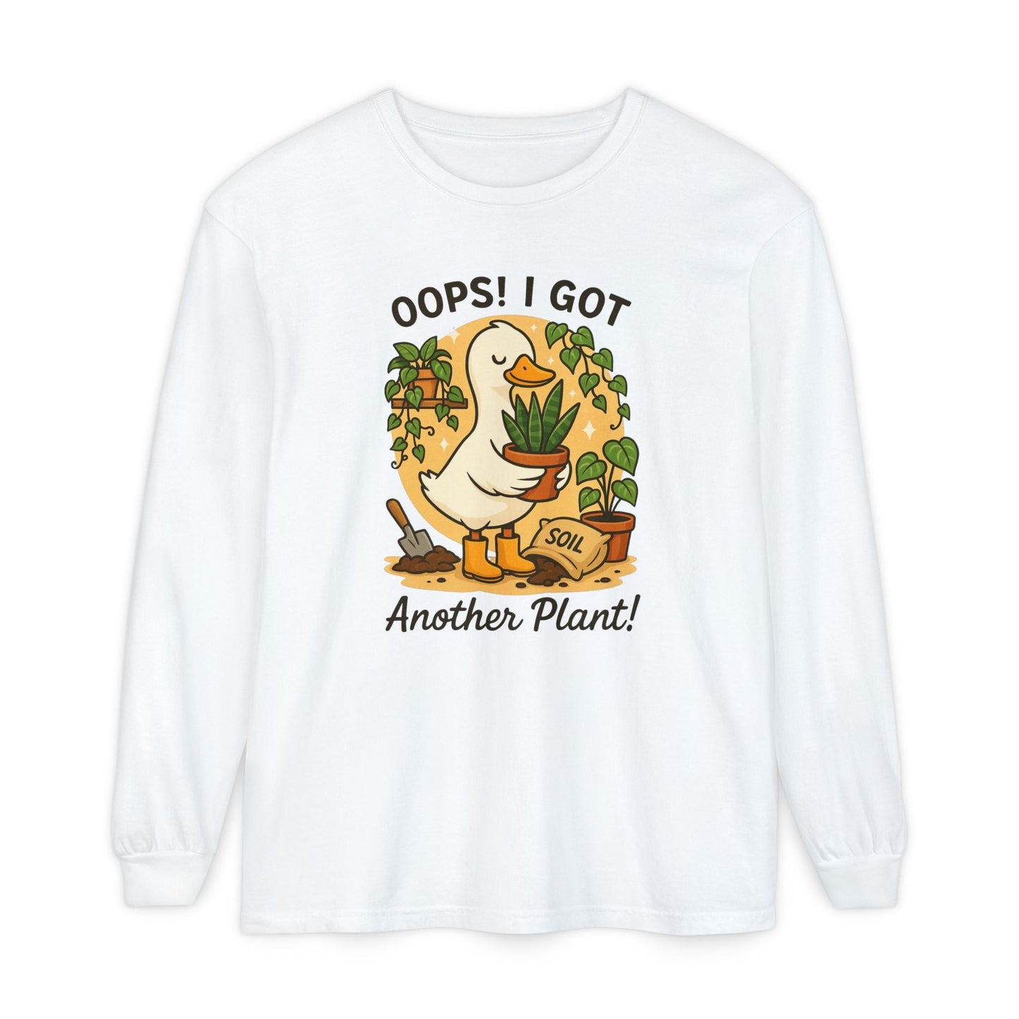 Gardening Humor Long Sleeve Tee, Oops I Got Another Plant Shirt, Funny Plant Lover Gift, Unisex Plant Enthusiast Top, Quirky Gardening [...] - Shirt Happens Graphics