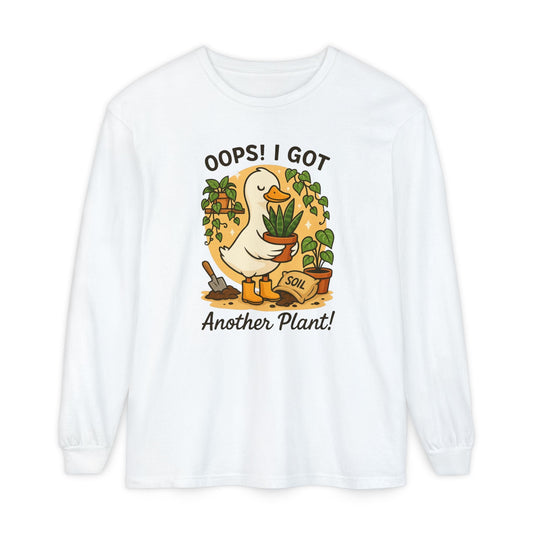 Gardening Humor Long Sleeve Tee, Oops I Got Another Plant Shirt, Funny Plant Lover Gift, Unisex Plant Enthusiast Top, Quirky Gardening [...] - Shirt Happens Graphics