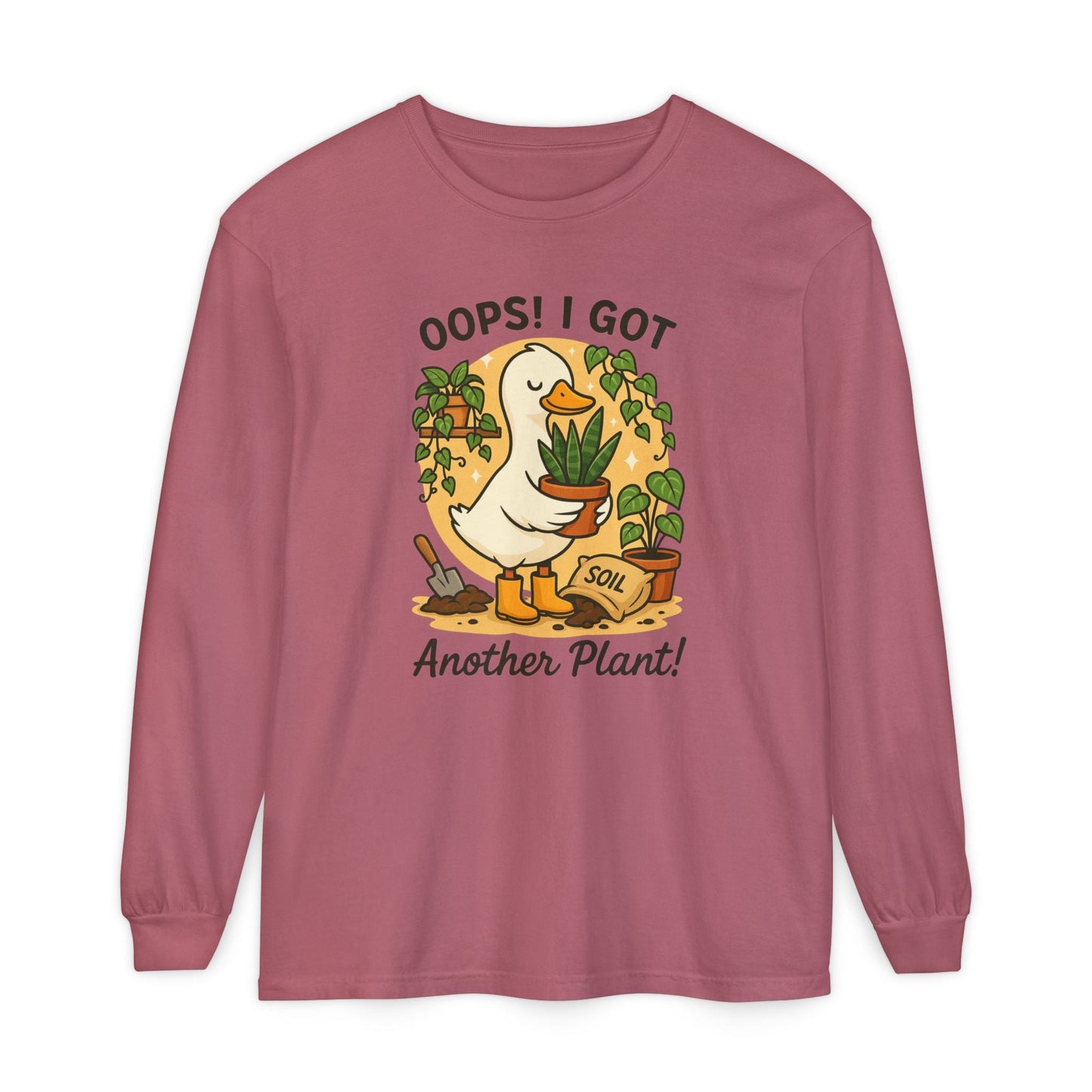 Gardening Humor Long Sleeve Tee, Oops I Got Another Plant Shirt, Funny Plant Lover Gift, Unisex Plant Enthusiast Top, Quirky Gardening [...] - Shirt Happens Graphics