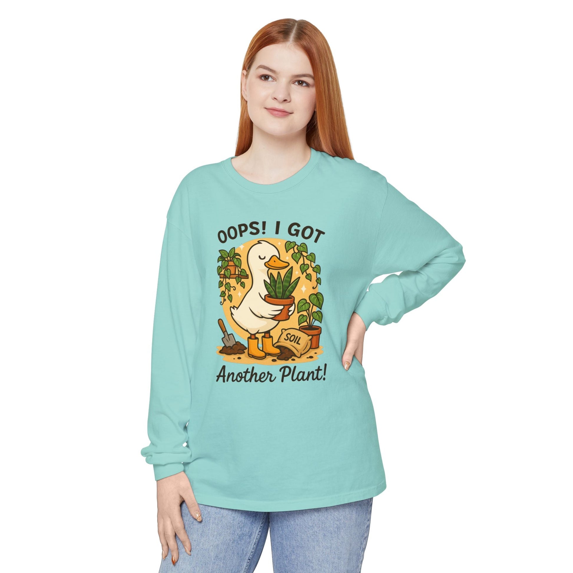 Gardening Humor Long Sleeve Tee, Oops I Got Another Plant Shirt, Funny Plant Lover Gift, Unisex Plant Enthusiast Top, Quirky Gardening [...] - Shirt Happens Graphics