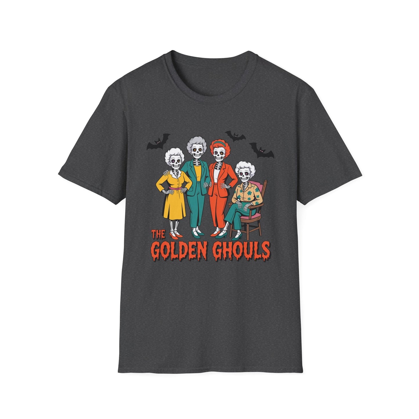 Golden Ghouls Unisex T-Shirt, Halloween Costume Tee, Spooky Style Shirt, Casual Fall Wear, Perfect for Ghoulish Gatherings - Shirt Happens Graphics