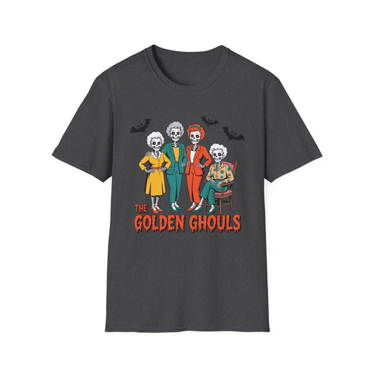 Golden Ghouls Unisex T-Shirt, Halloween Costume Tee, Spooky Style Shirt, Casual Fall Wear, Perfect for Ghoulish Gatherings - Shirt Happens Graphics