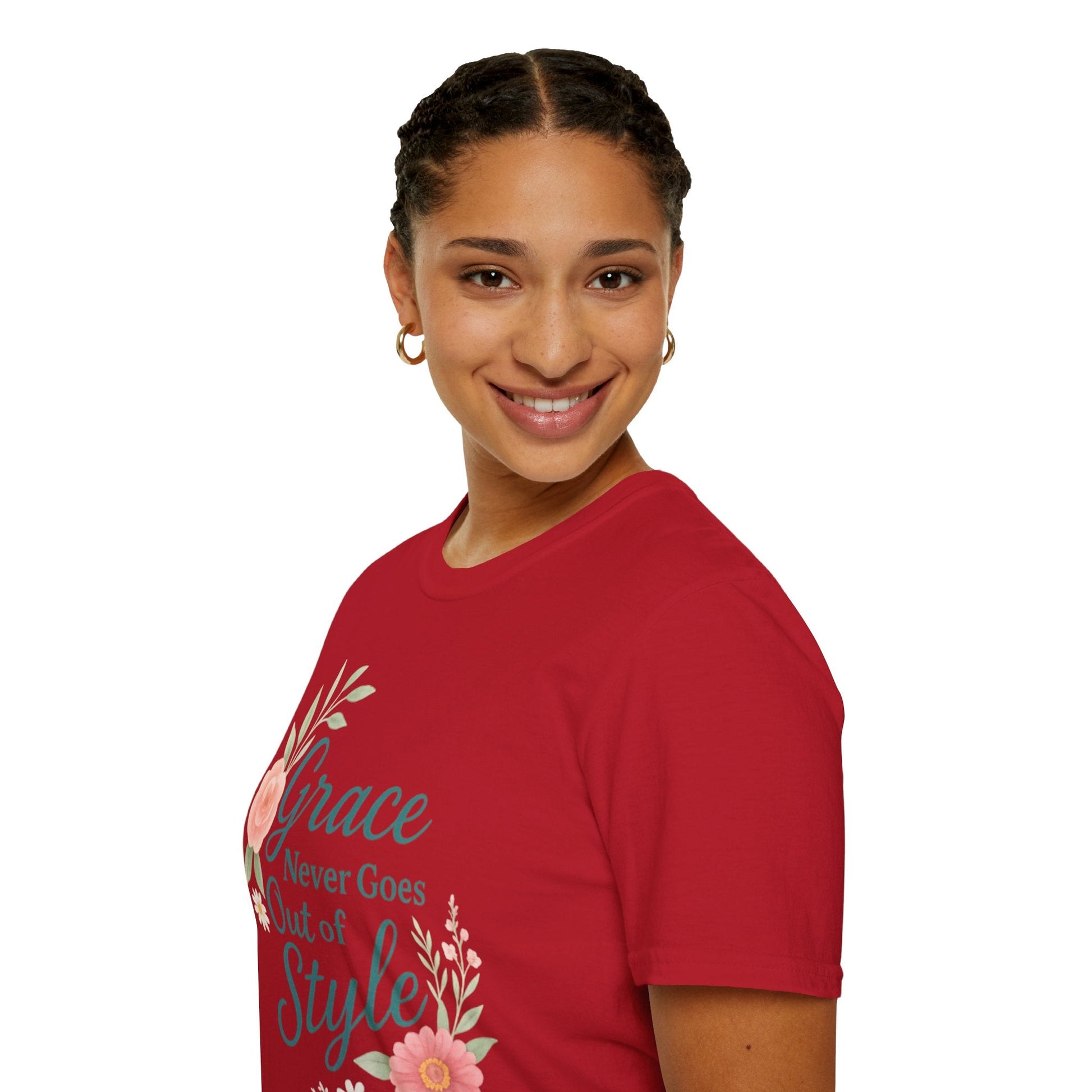 Grace Never Goes Out of Style - Floral Quote T-Shirt - Shirt Happens Graphics