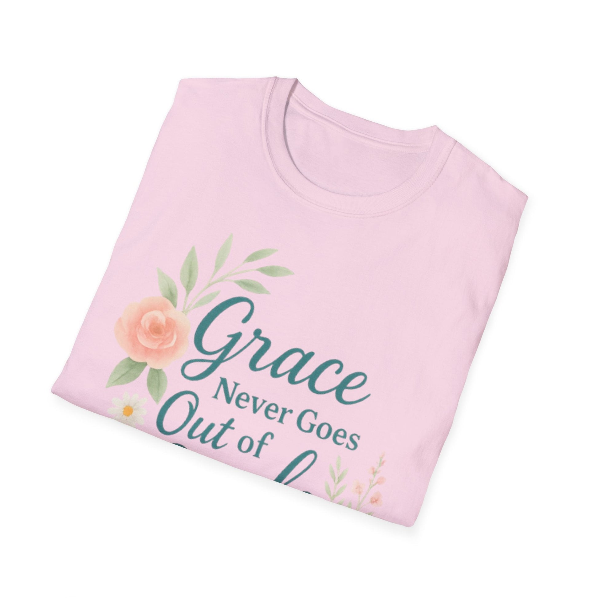 Grace Never Goes Out of Style - Floral Quote T-Shirt - Shirt Happens Graphics
