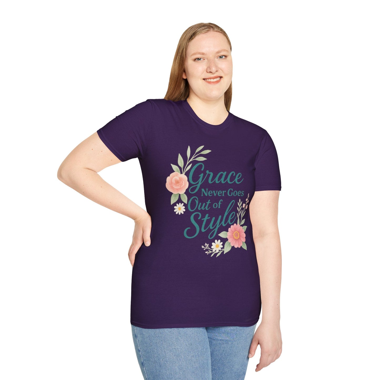 Grace Never Goes Out of Style - Floral Quote T-Shirt - Shirt Happens Graphics
