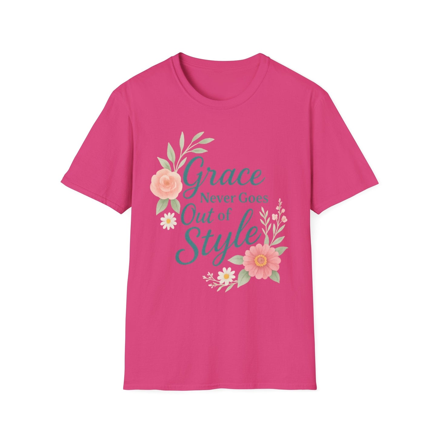 Grace Never Goes Out of Style - Floral Quote T-Shirt - Shirt Happens Graphics