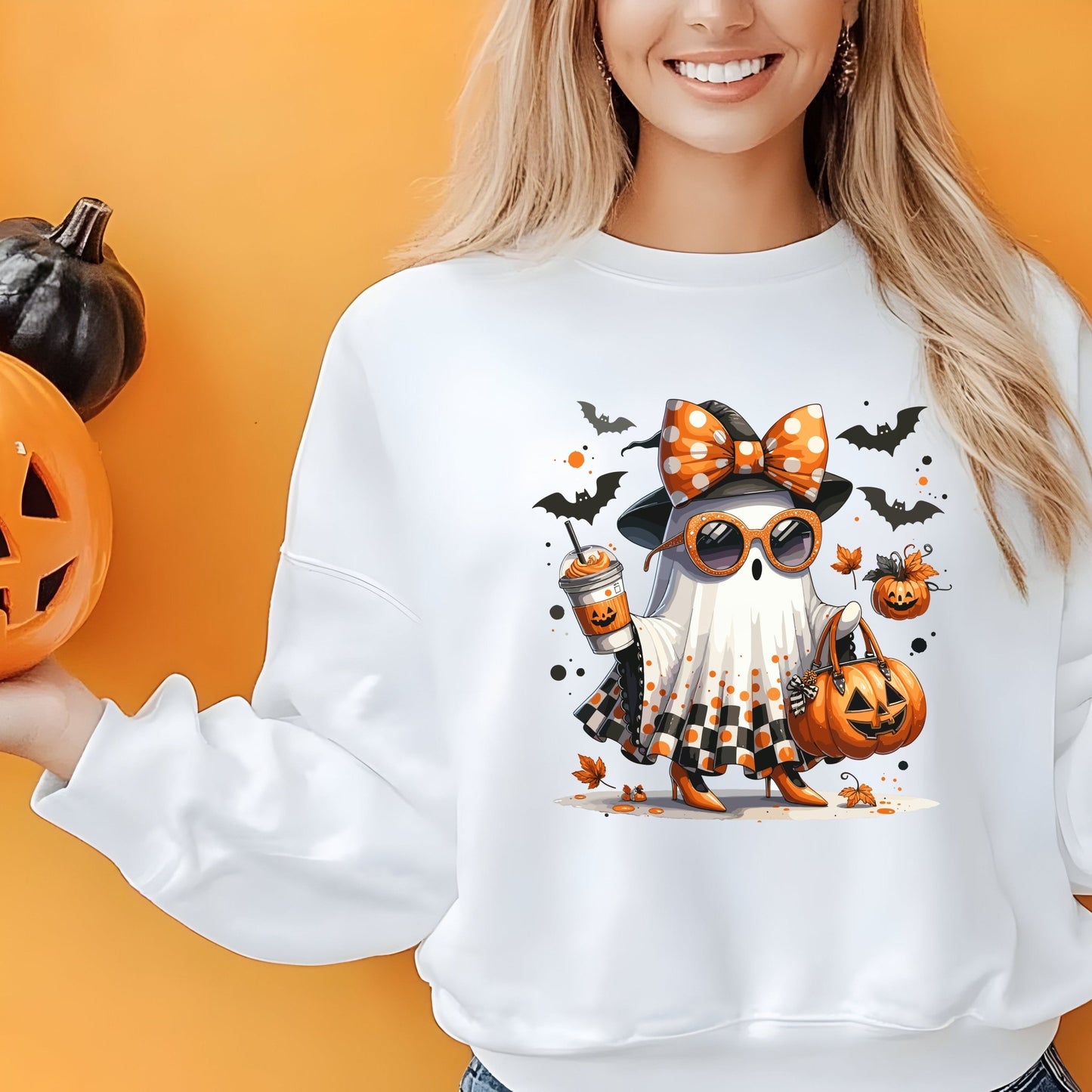 Halloween Jellyfish Sweatshirt, Unisex Cozy Crewneck, Cute Fall Fashion, Spooky Season Apparel, Perfect for October Parties, Pumpkin [...] - Shirt Happens Graphics