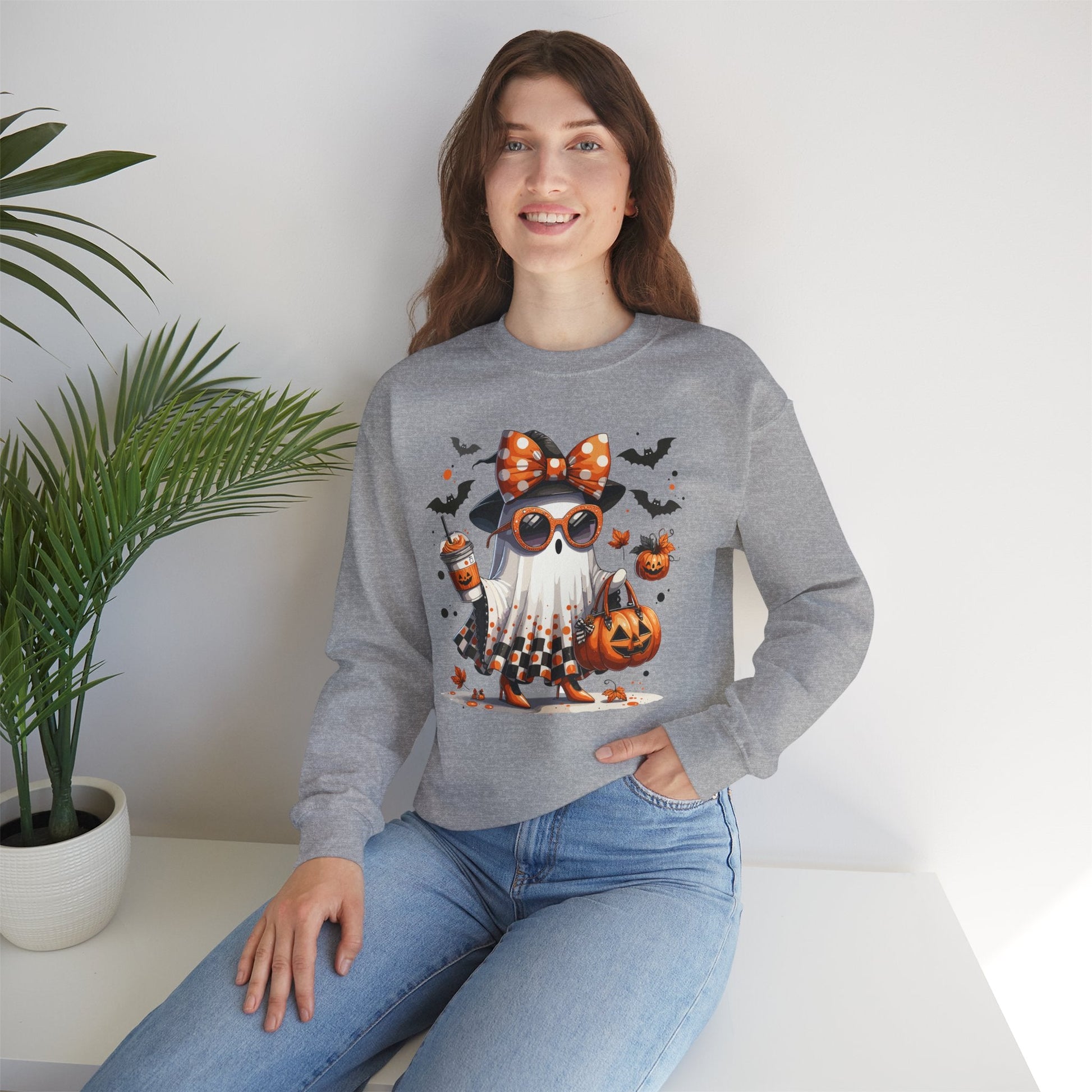 Halloween Jellyfish Sweatshirt, Unisex Cozy Crewneck, Cute Fall Fashion, Spooky Season Apparel, Perfect for October Parties, Pumpkin [...] - Shirt Happens Graphics