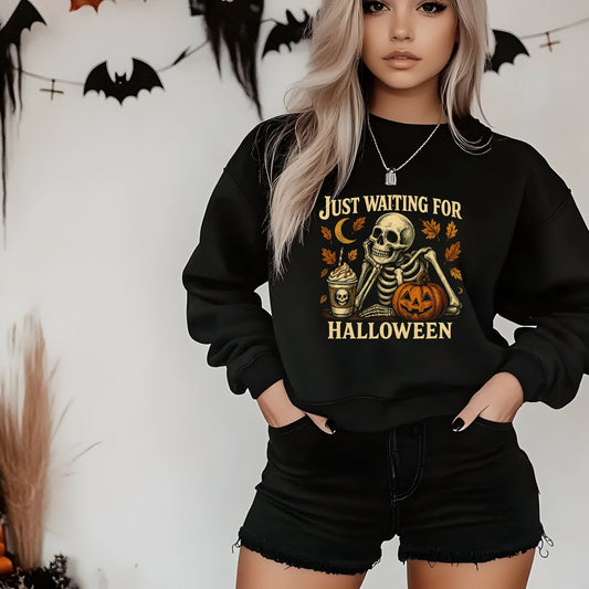 Halloween Skeleton Sweatshirt | Unisex Crewneck | Spooky Autumn Vibes | Fall Apparel | Perfect for Halloween Parties, Festive Gatherings - Shirt Happens Graphics