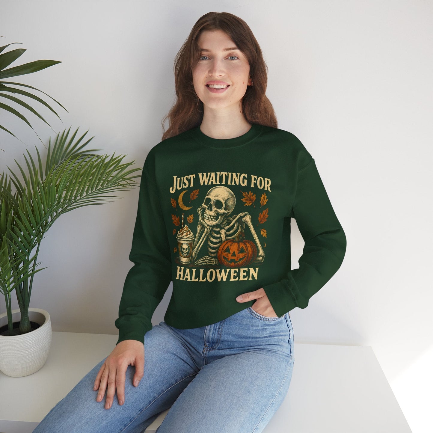 Halloween Skeleton Sweatshirt | Unisex Crewneck | Spooky Autumn Vibes | Fall Apparel | Perfect for Halloween Parties, Festive Gatherings - Shirt Happens Graphics