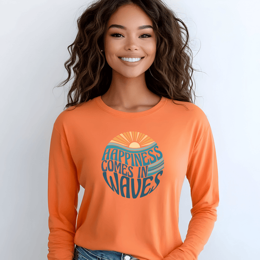 Happiness Comes in Waves Tee, Beachwear, Casual Outfit, Gift for Ocean Lovers, Summer Apparel - Shirt Happens Graphics