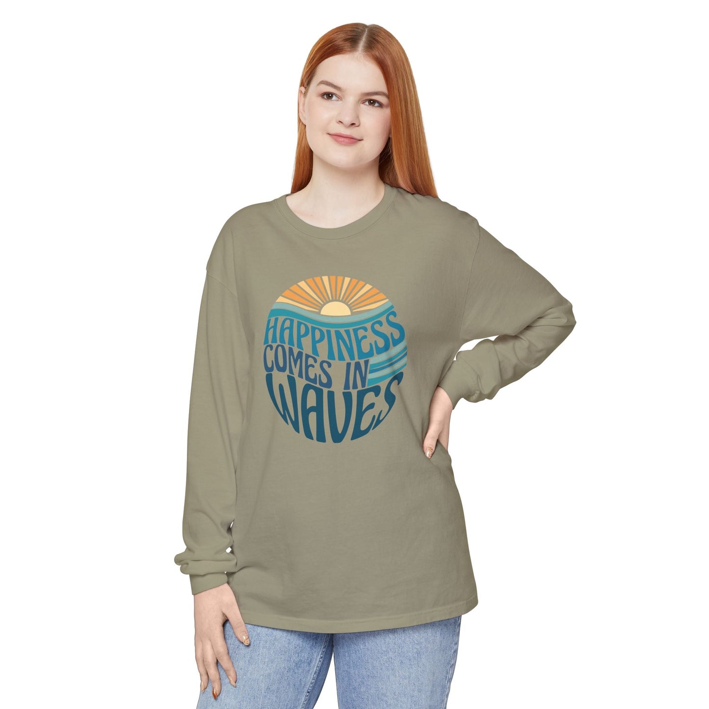 Happiness Comes in Waves Tee, Beachwear, Casual Outfit, Gift for Ocean Lovers, Summer Apparel - Shirt Happens Graphics