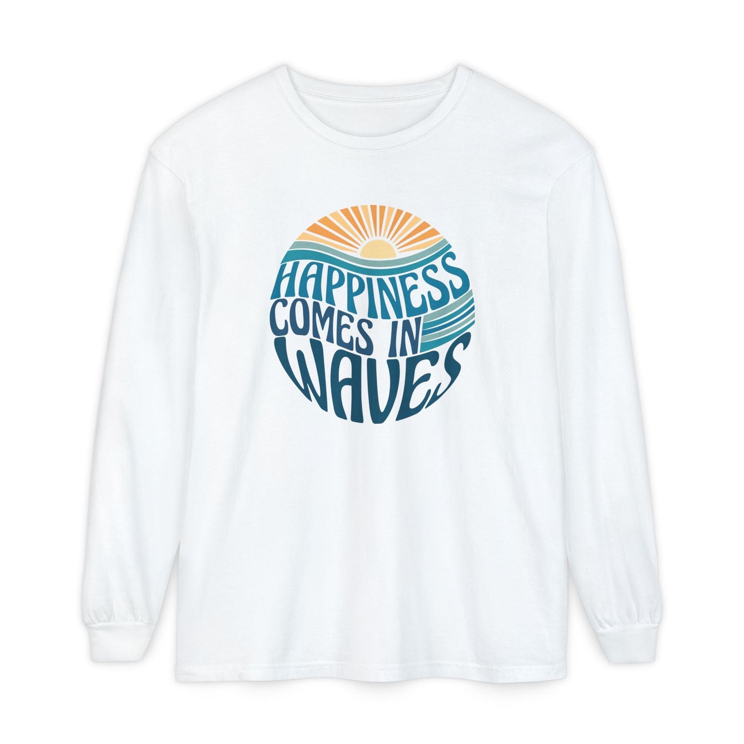Happiness Comes in Waves Tee, Beachwear, Casual Outfit, Gift for Ocean Lovers, Summer Apparel - Shirt Happens Graphics