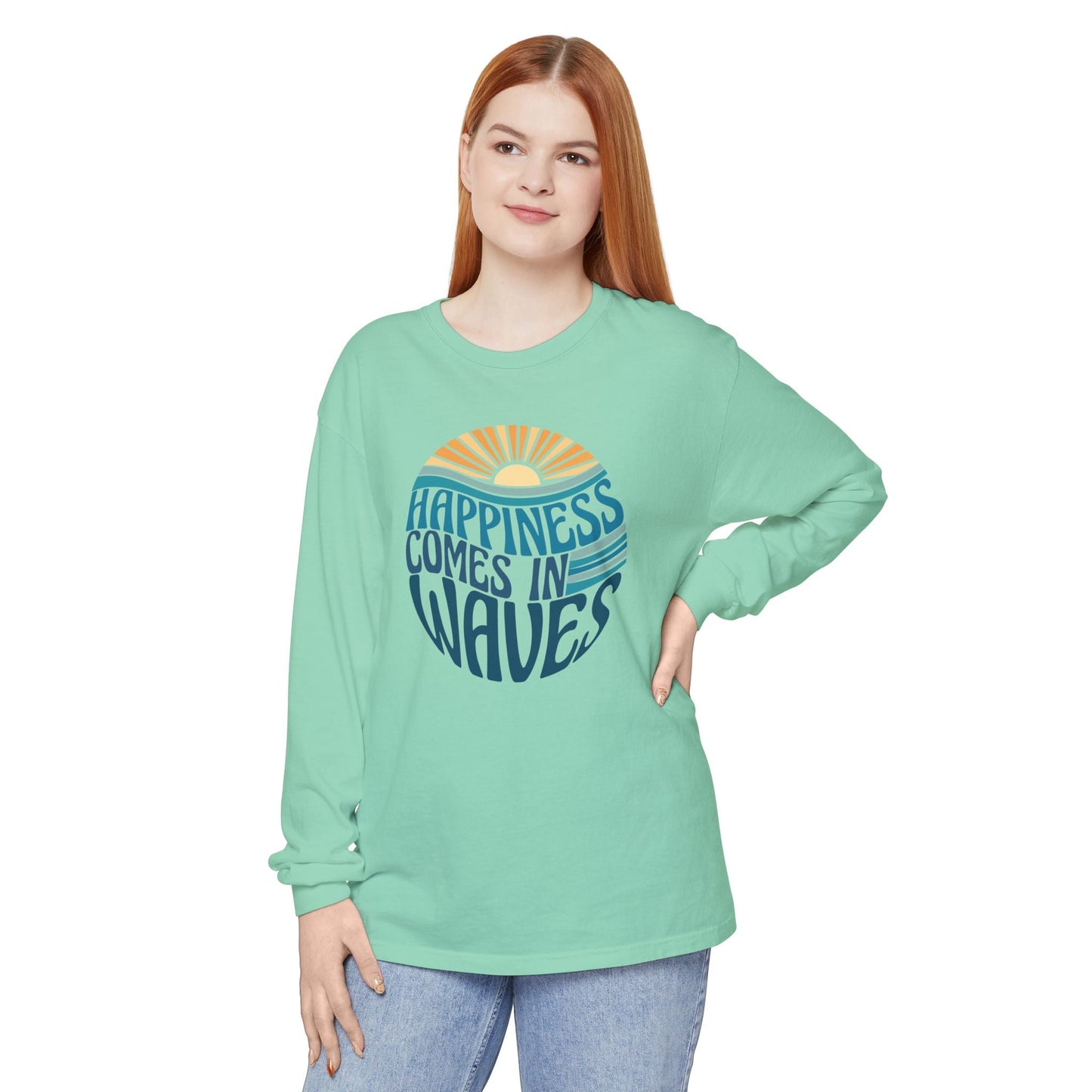 Happiness Comes in Waves Tee, Beachwear, Casual Outfit, Gift for Ocean Lovers, Summer Apparel - Shirt Happens Graphics