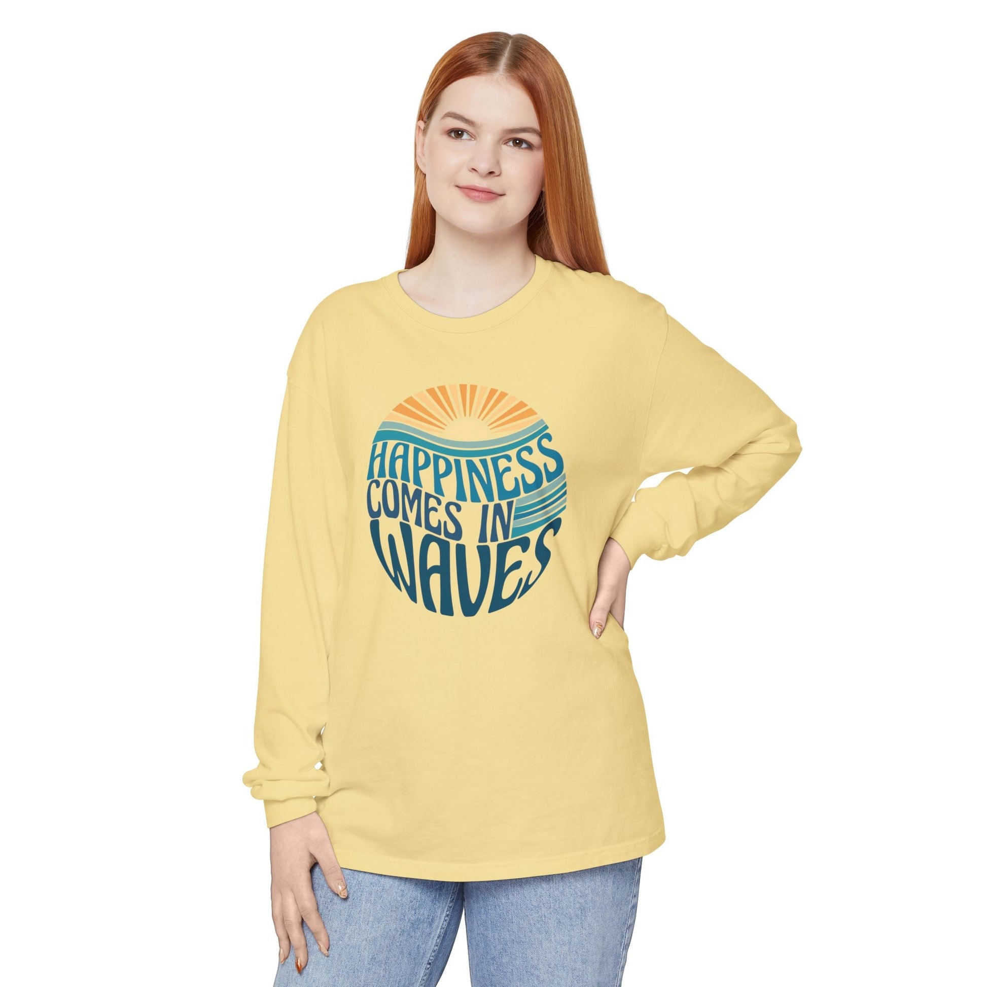 Happiness Comes in Waves Tee, Beachwear, Casual Outfit, Gift for Ocean Lovers, Summer Apparel - Shirt Happens Graphics