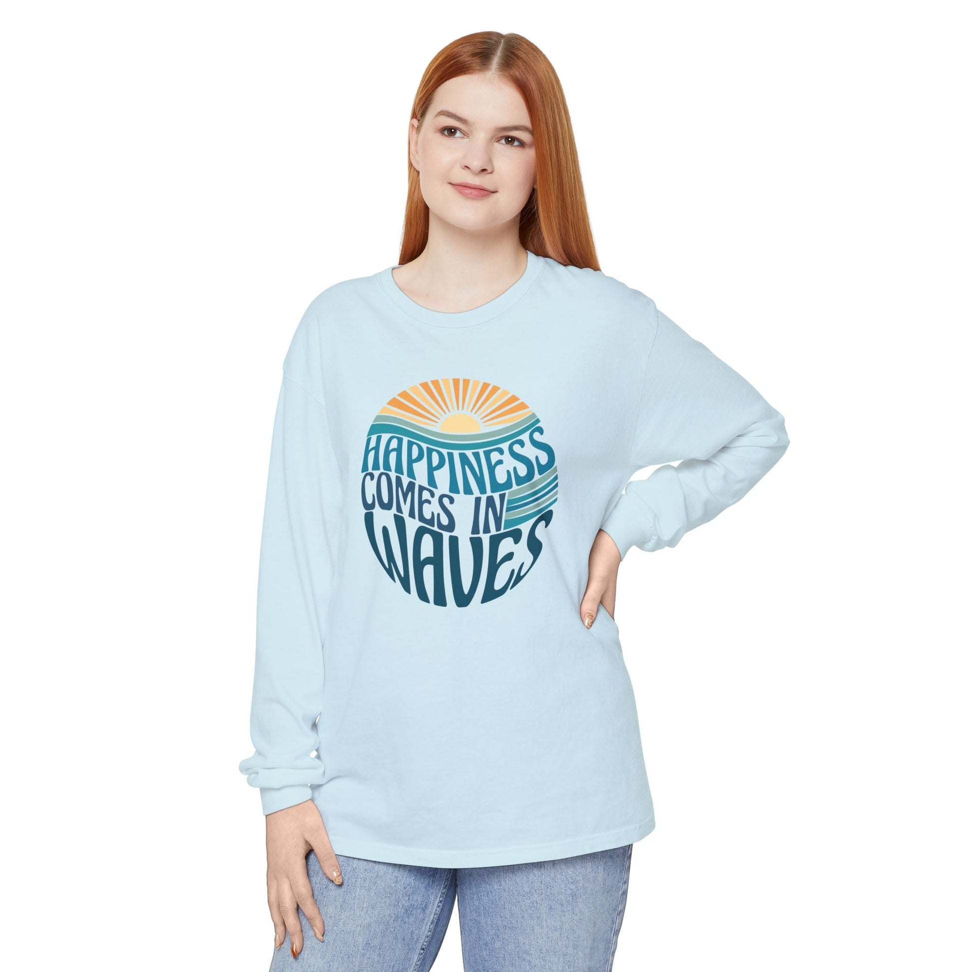 Happiness Comes in Waves Tee, Beachwear, Casual Outfit, Gift for Ocean Lovers, Summer Apparel - Shirt Happens Graphics