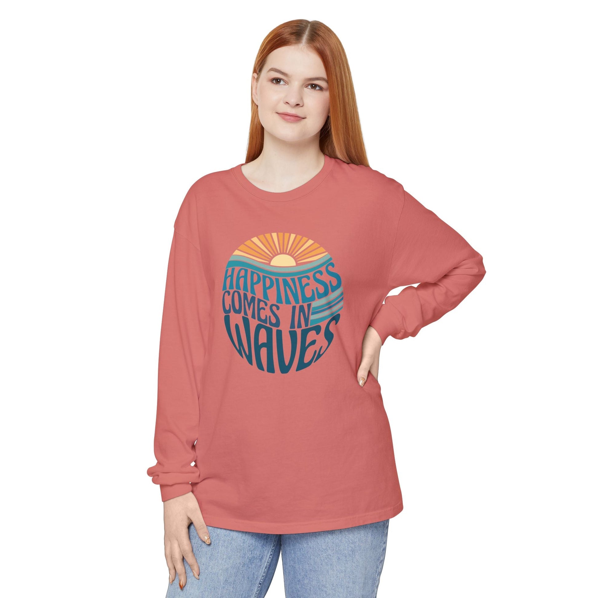 Happiness Comes in Waves Tee, Beachwear, Casual Outfit, Gift for Ocean Lovers, Summer Apparel - Shirt Happens Graphics