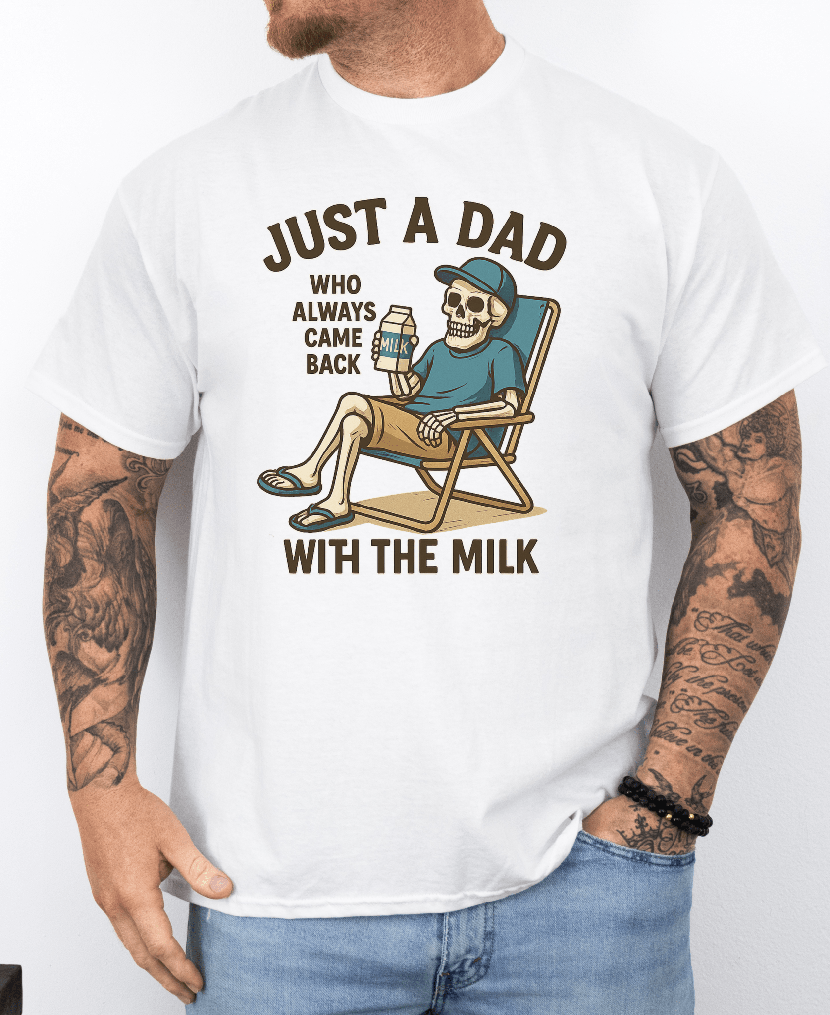 Just a Dad with the Milk Tee, Funny Father's Day Shirt - Shirt Happens Graphics
