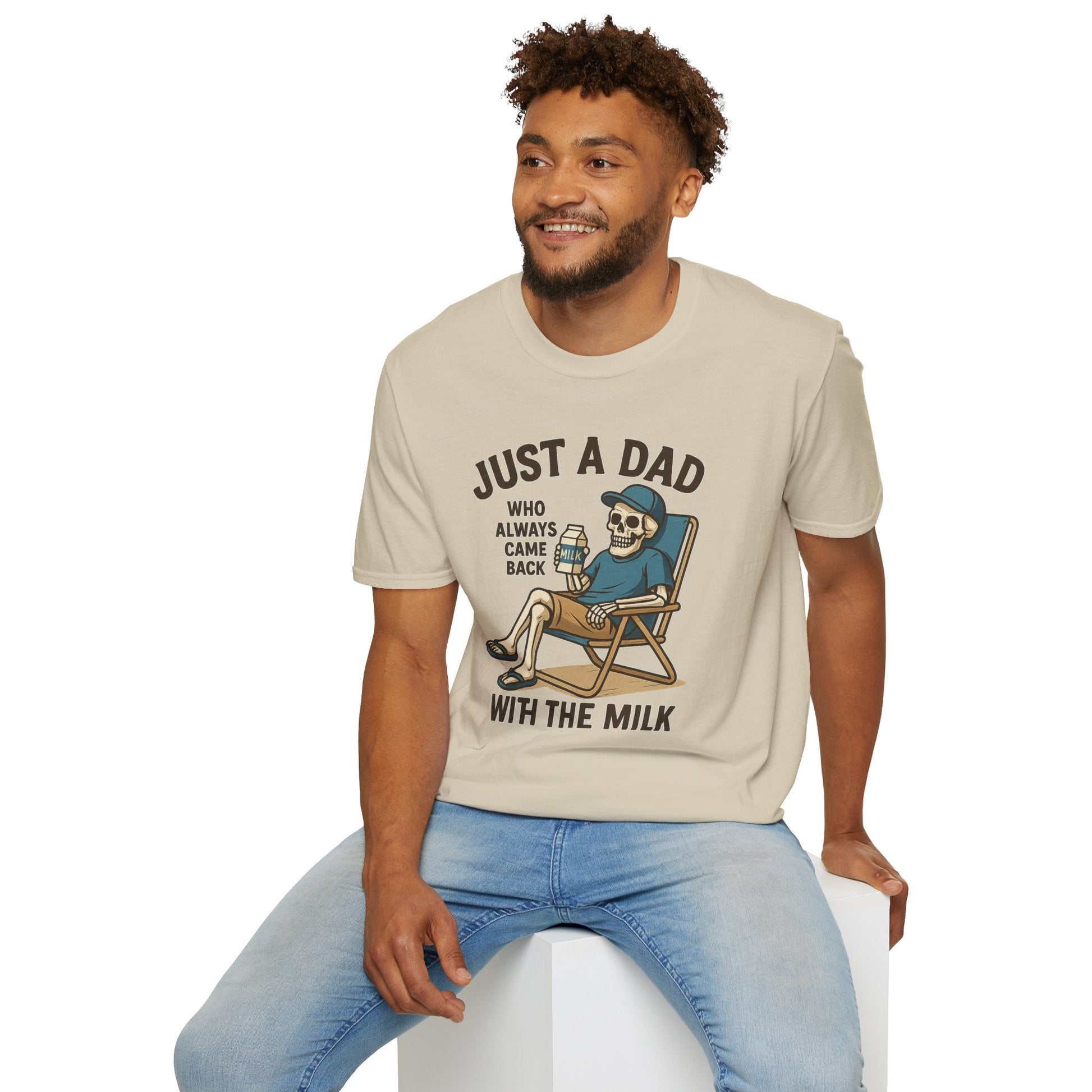 Just a Dad with the Milk Tee, Funny Father's Day Shirt - Shirt Happens Graphics