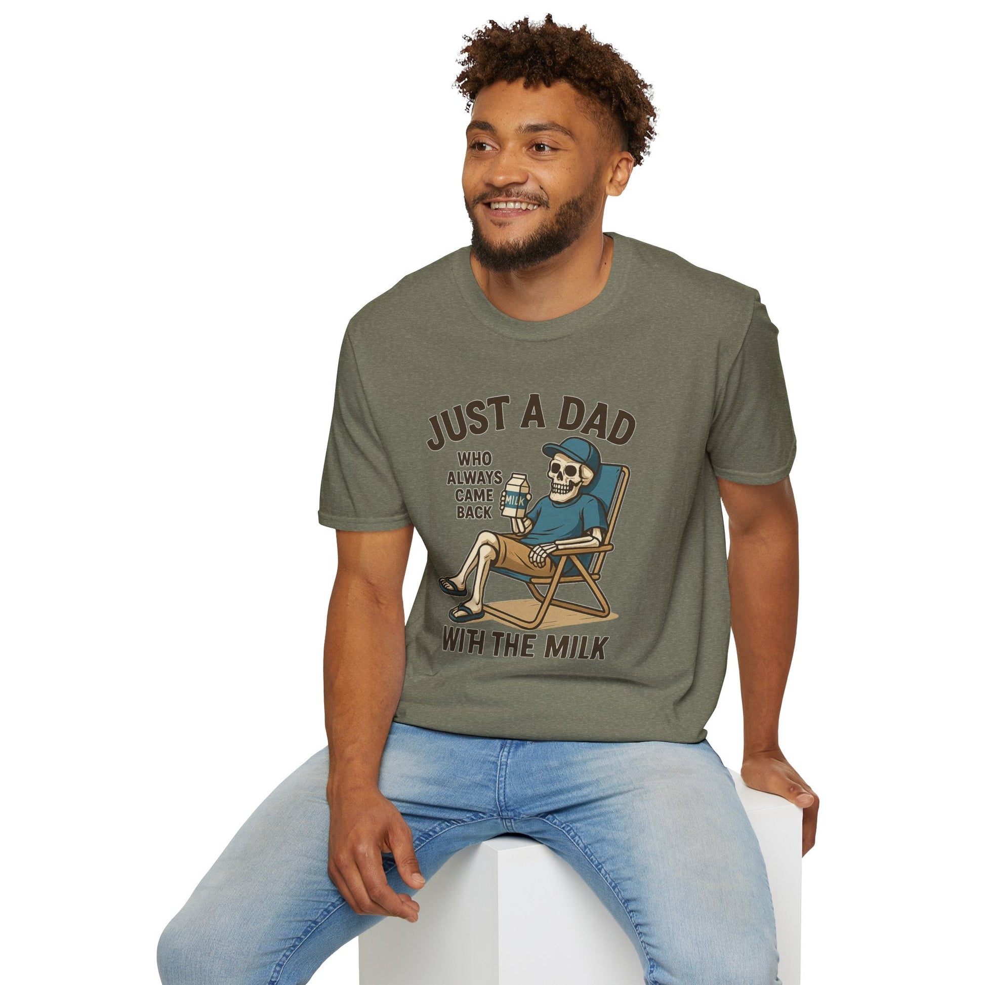 Just a Dad with the Milk Tee, Funny Father's Day Shirt - Shirt Happens Graphics