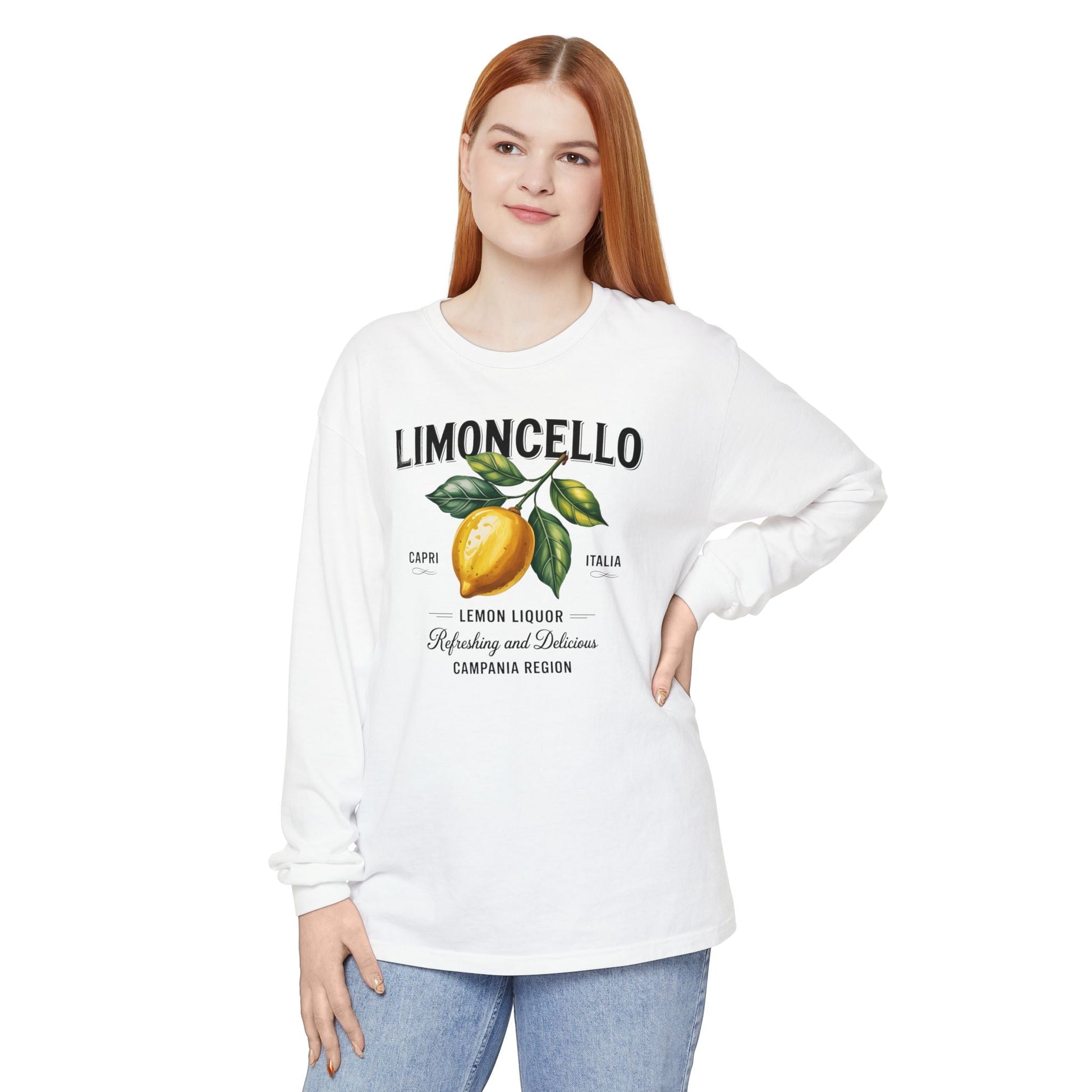 Limoncello Long Sleeve Tee, Easygoing Style, Perfect for Summer Gatherings, Gift for Lemon Lovers, Relaxed Fit T-Shirt - Shirt Happens Graphics