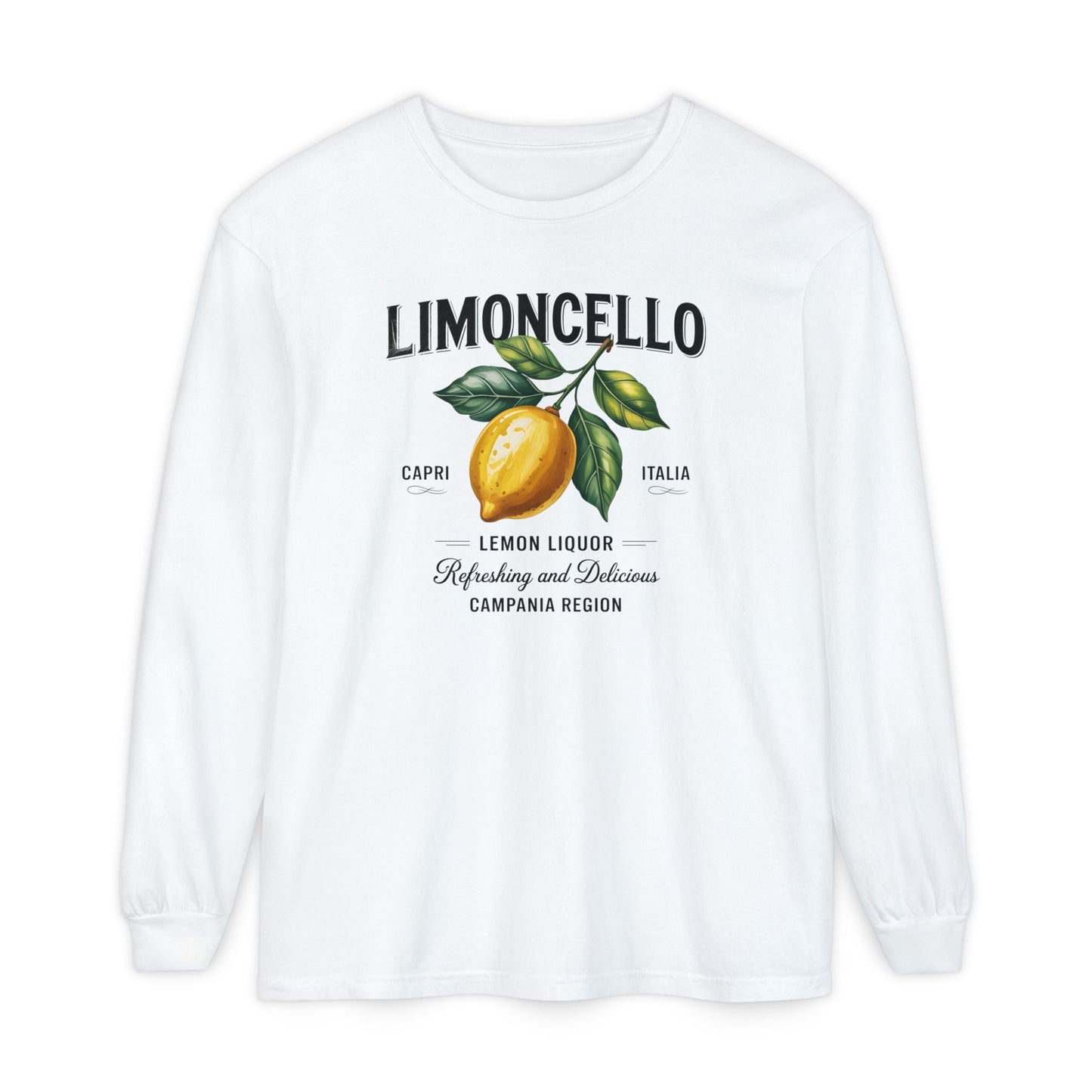 Limoncello Long Sleeve Tee, Easygoing Style, Perfect for Summer Gatherings, Gift for Lemon Lovers, Relaxed Fit T-Shirt - Shirt Happens Graphics