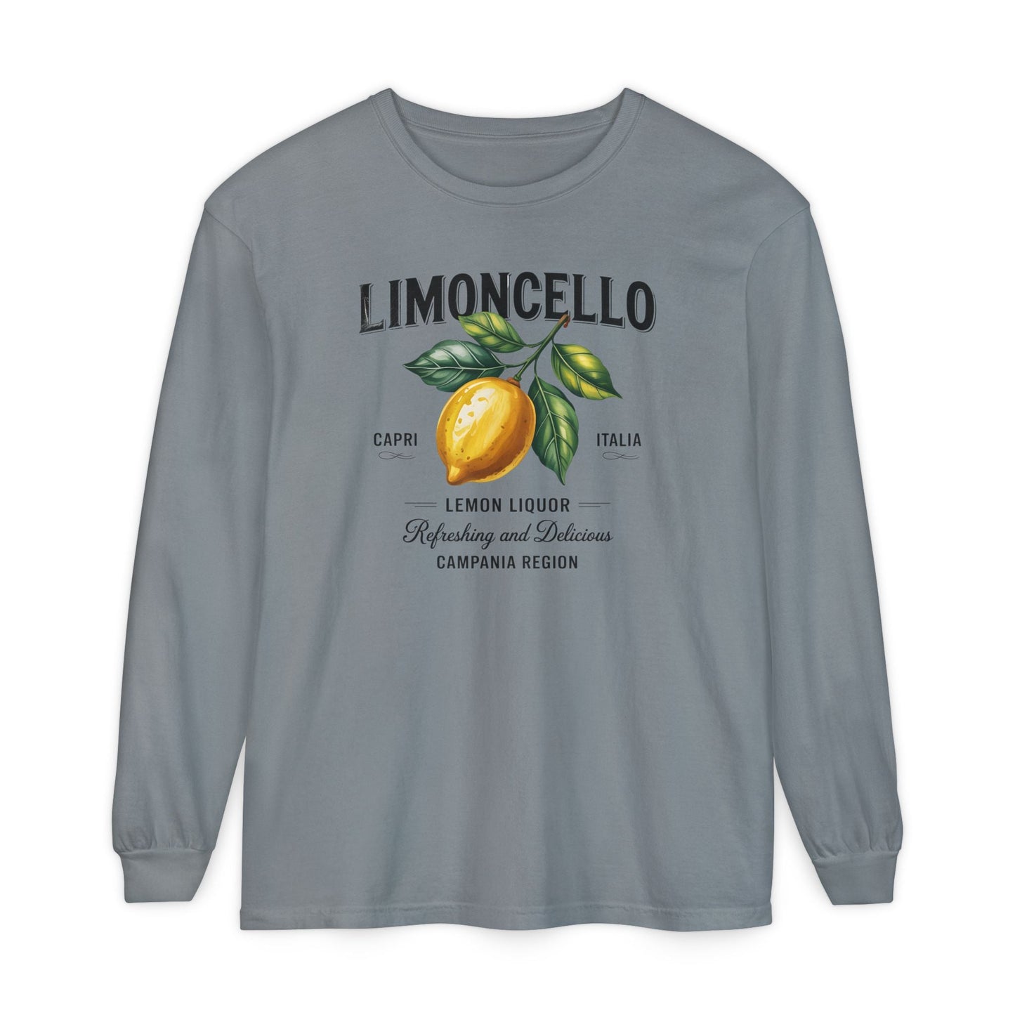 Limoncello Long Sleeve Tee, Easygoing Style, Perfect for Summer Gatherings, Gift for Lemon Lovers, Relaxed Fit T-Shirt - Shirt Happens Graphics